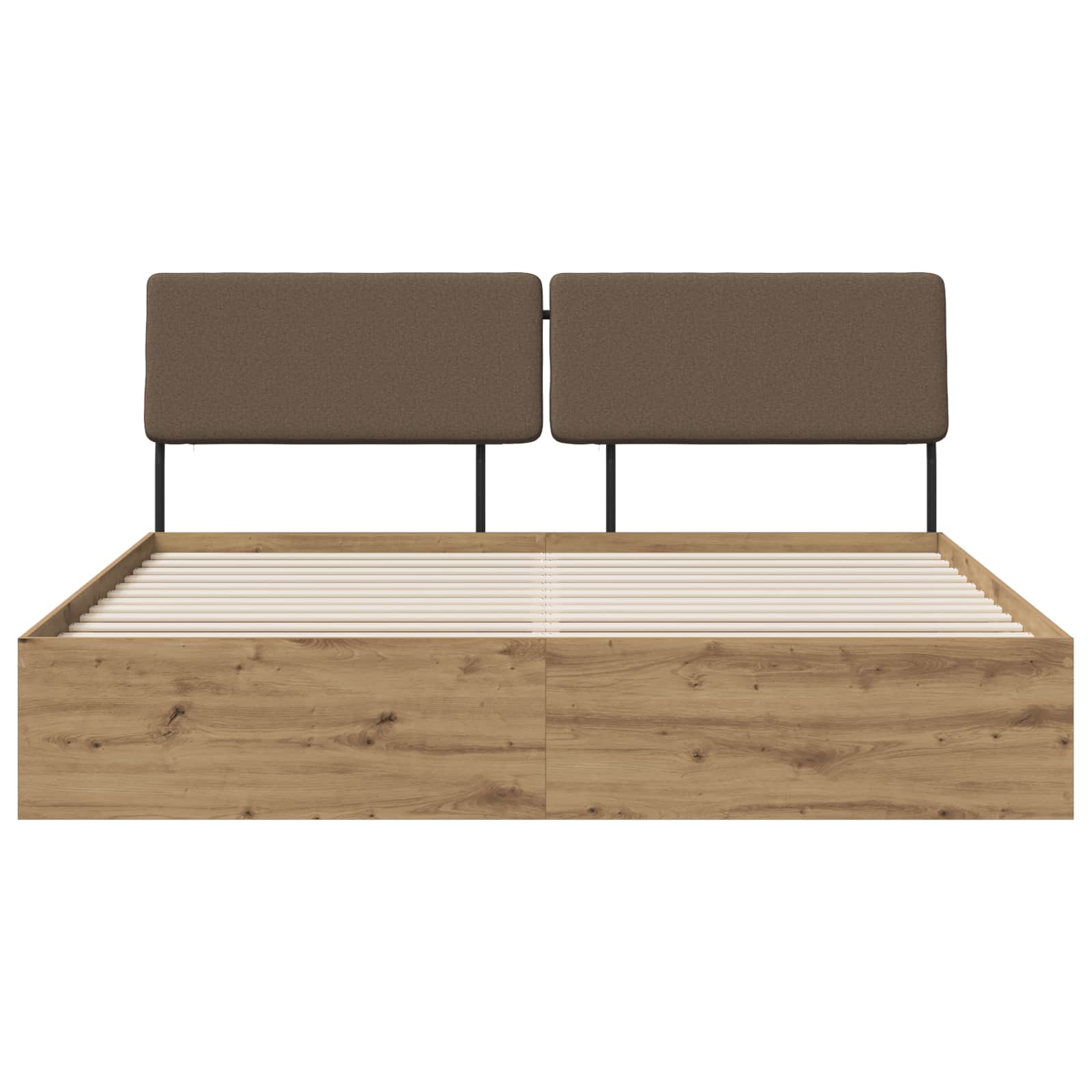 vidaXL Tweepersoonsbed met hoofdbord Artisan eiken en taupe, foto 3