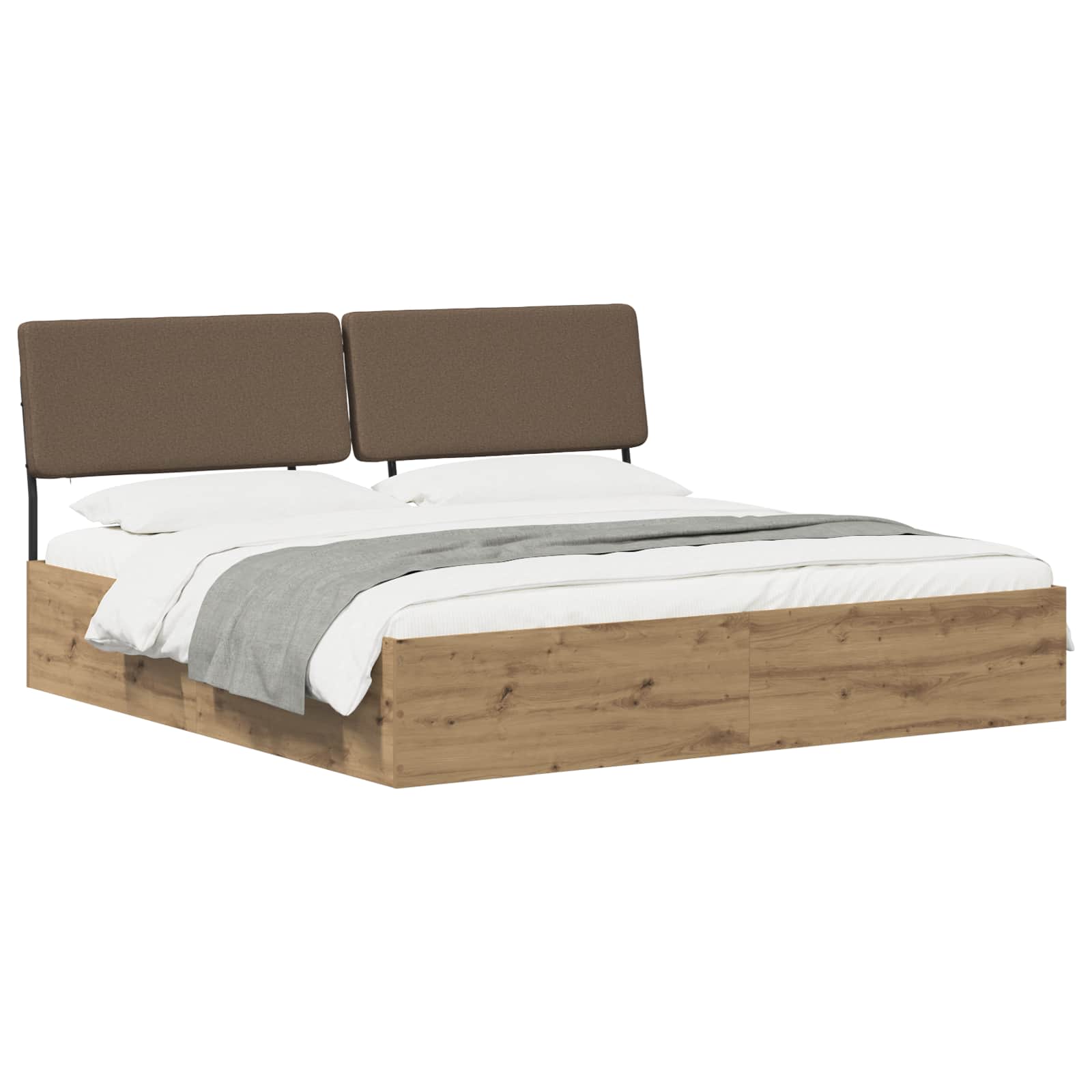 vidaXL Tweepersoonsbed met hoofdbord Artisan eiken en taupe, foto 2