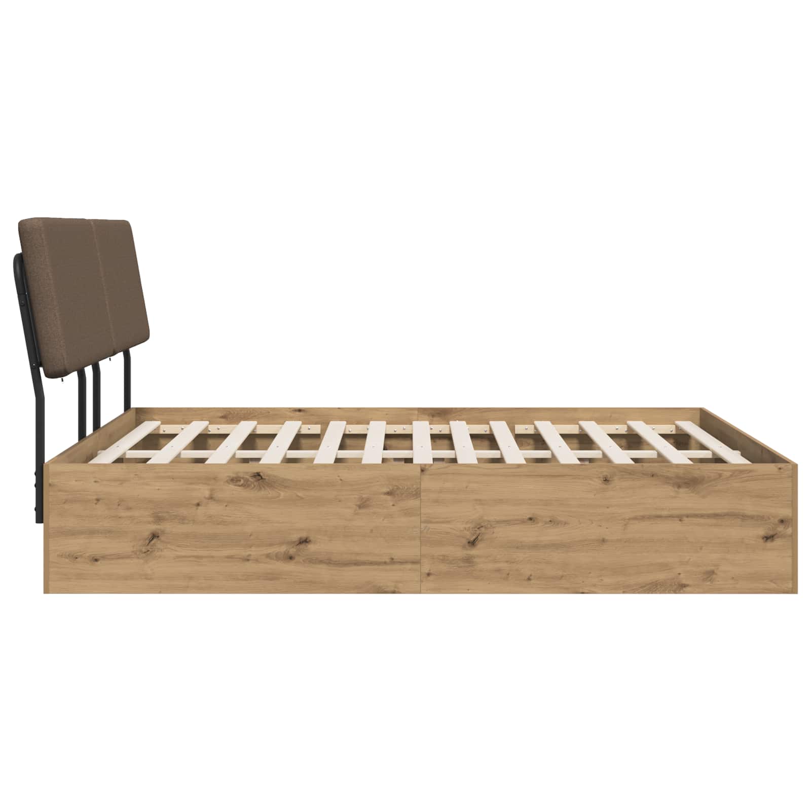 vidaXL Tweepersoonsbed met hoofdbord Artisan eiken en taupe, foto 4
