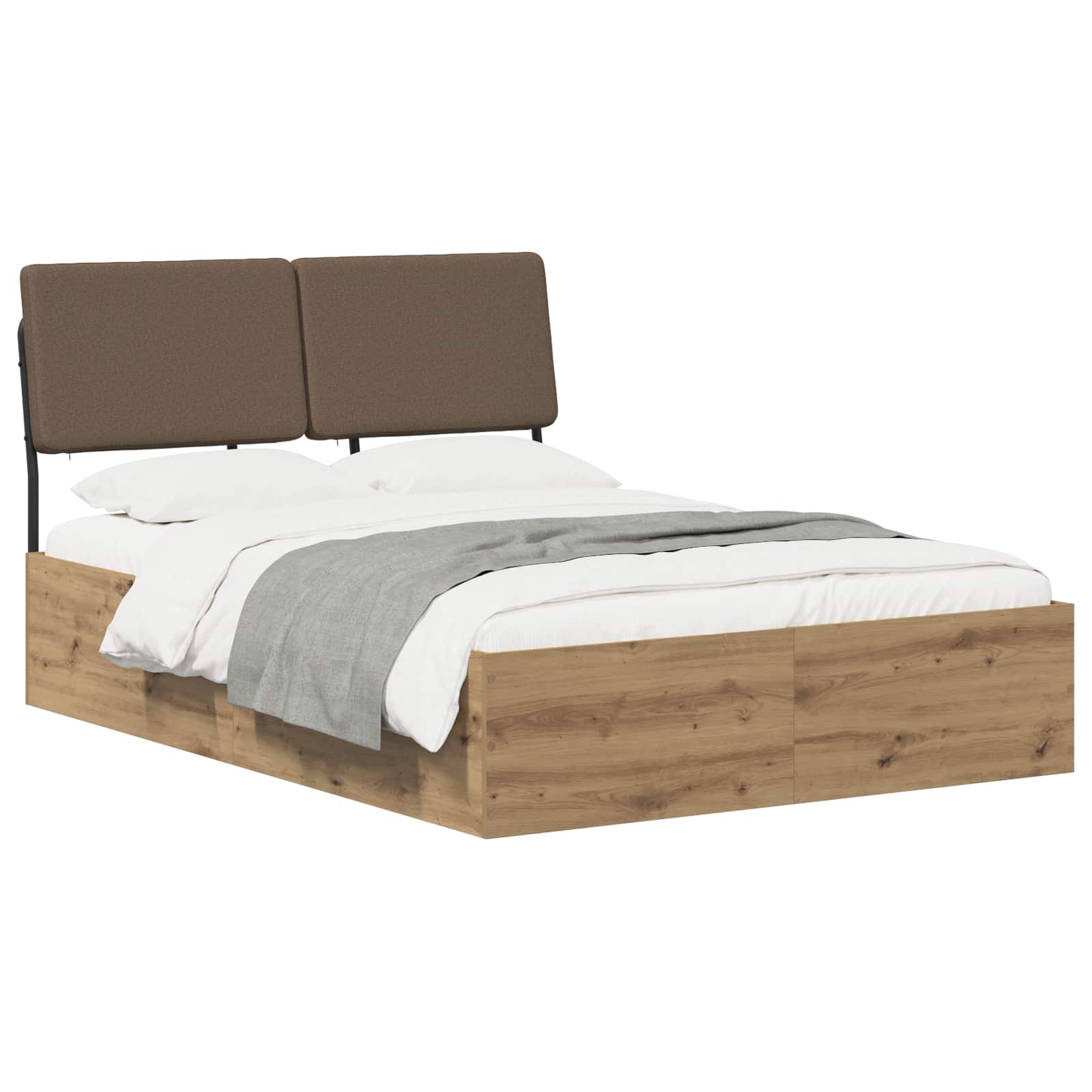 vidaXL Tweepersoonsbed met hoofdbord Artisan eiken en taupe, foto 2