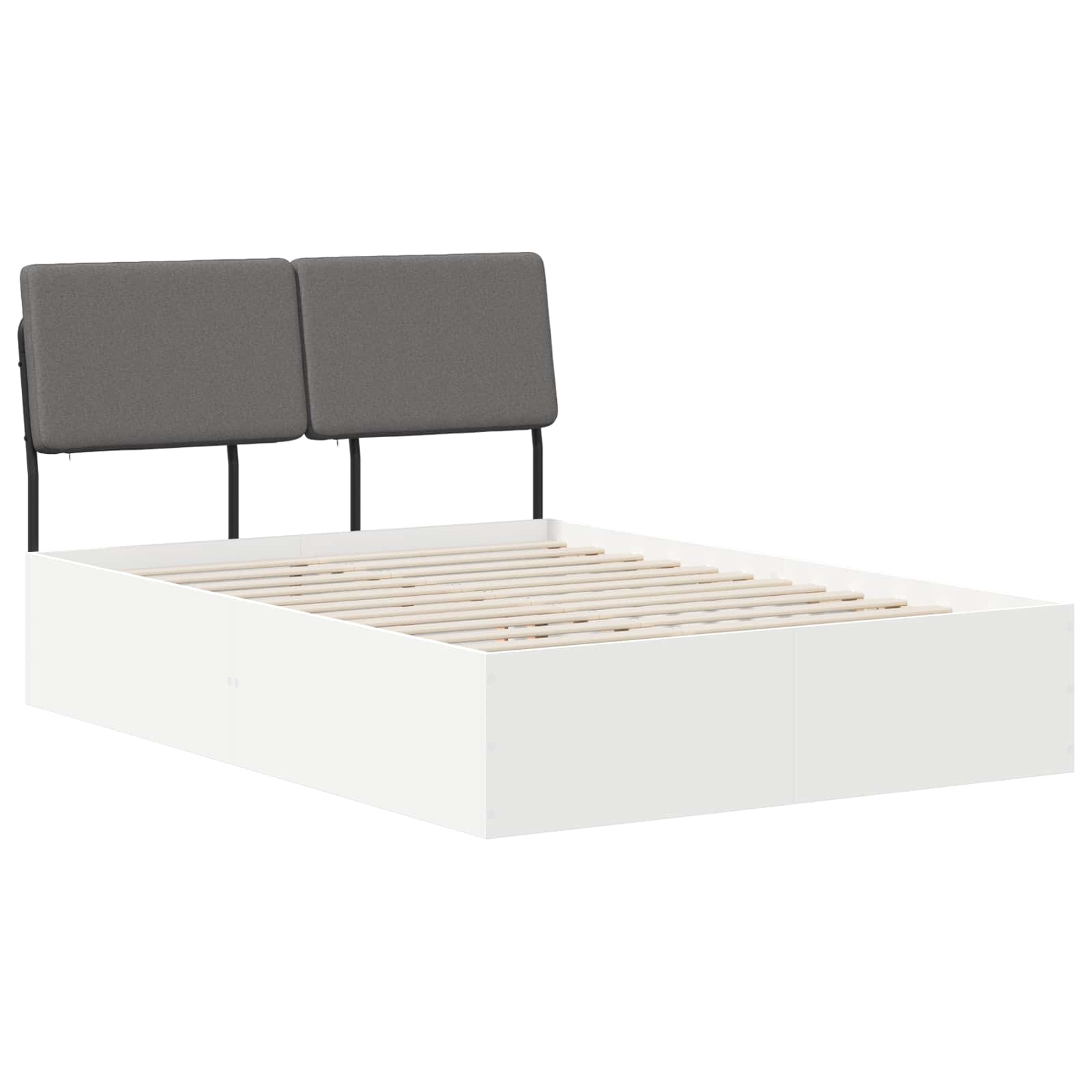 vidaXL Pat dublu cu tăblie Alb și gri deschis 140 x 200 cm