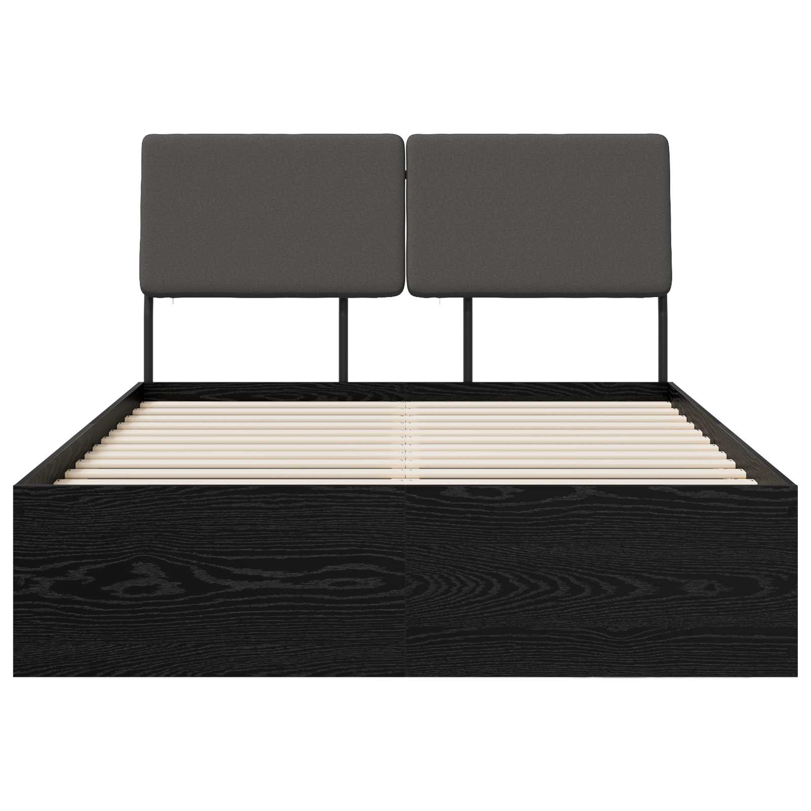 vidaXL Tweepersoonsbed met hoofdbord Zwart eiken en donkergrijs, foto 3