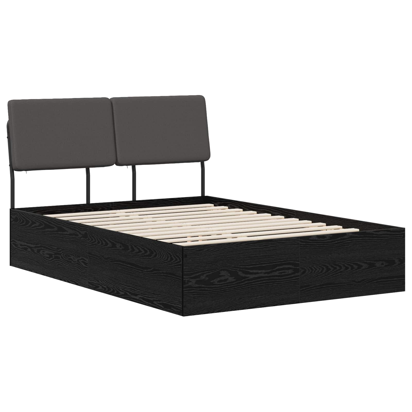 vidaXL Pat dublu cu tăblie Stejar negru și gri închis 140 x 190 cm