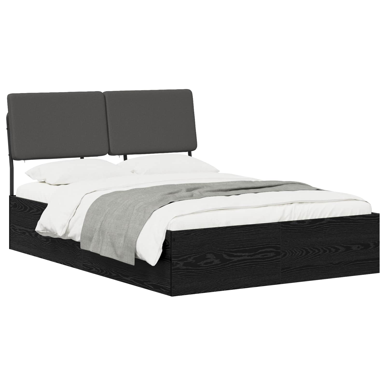 vidaXL Tweepersoonsbed met hoofdbord Zwart eiken en donkergrijs, foto 2