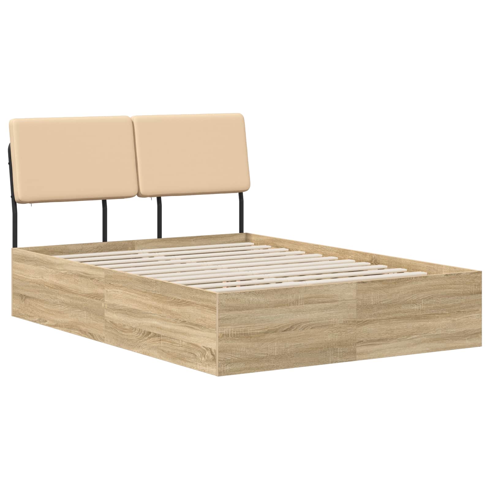 vidaXL Pat dublu cu tăblie Stejar Sonoma și crem 140 x 190 cm