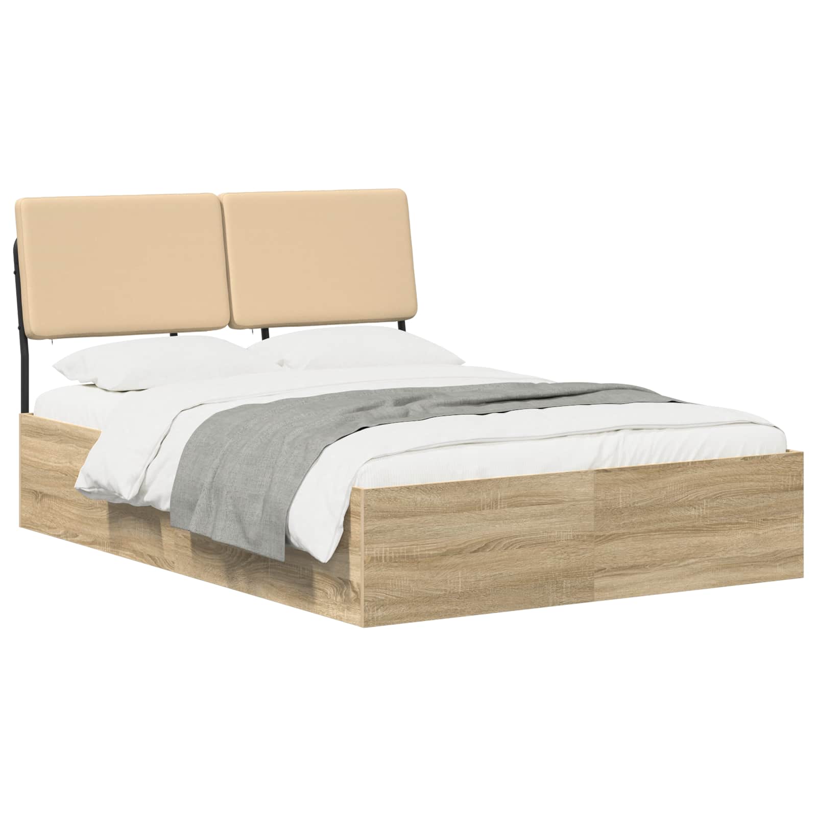 vidaXL Tweepersoonsbed met hoofdbord Sonoma eiken en crème, foto 2