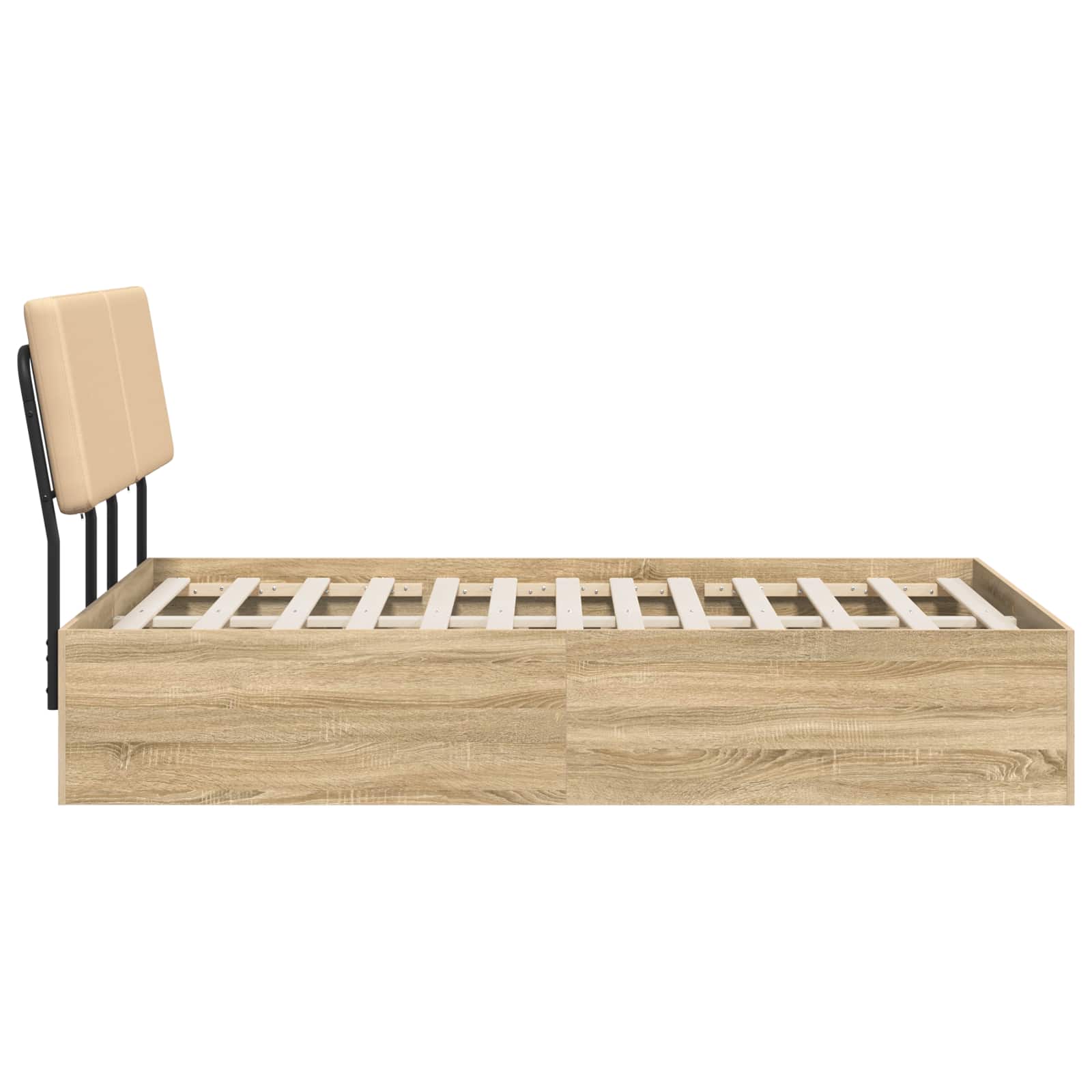 vidaXL Tweepersoonsbed met hoofdbord Sonoma eiken en crème, foto 4