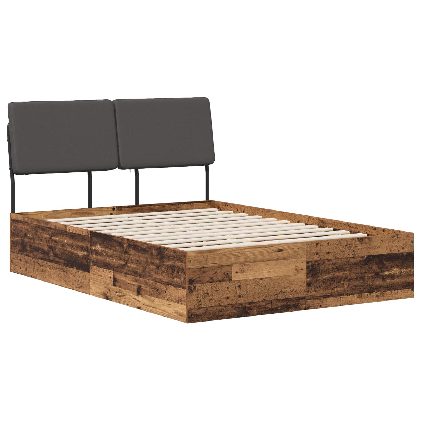 vidaXL Pat dublu cu tăblie Lemn vechi și gri închis 140 x 190 cm