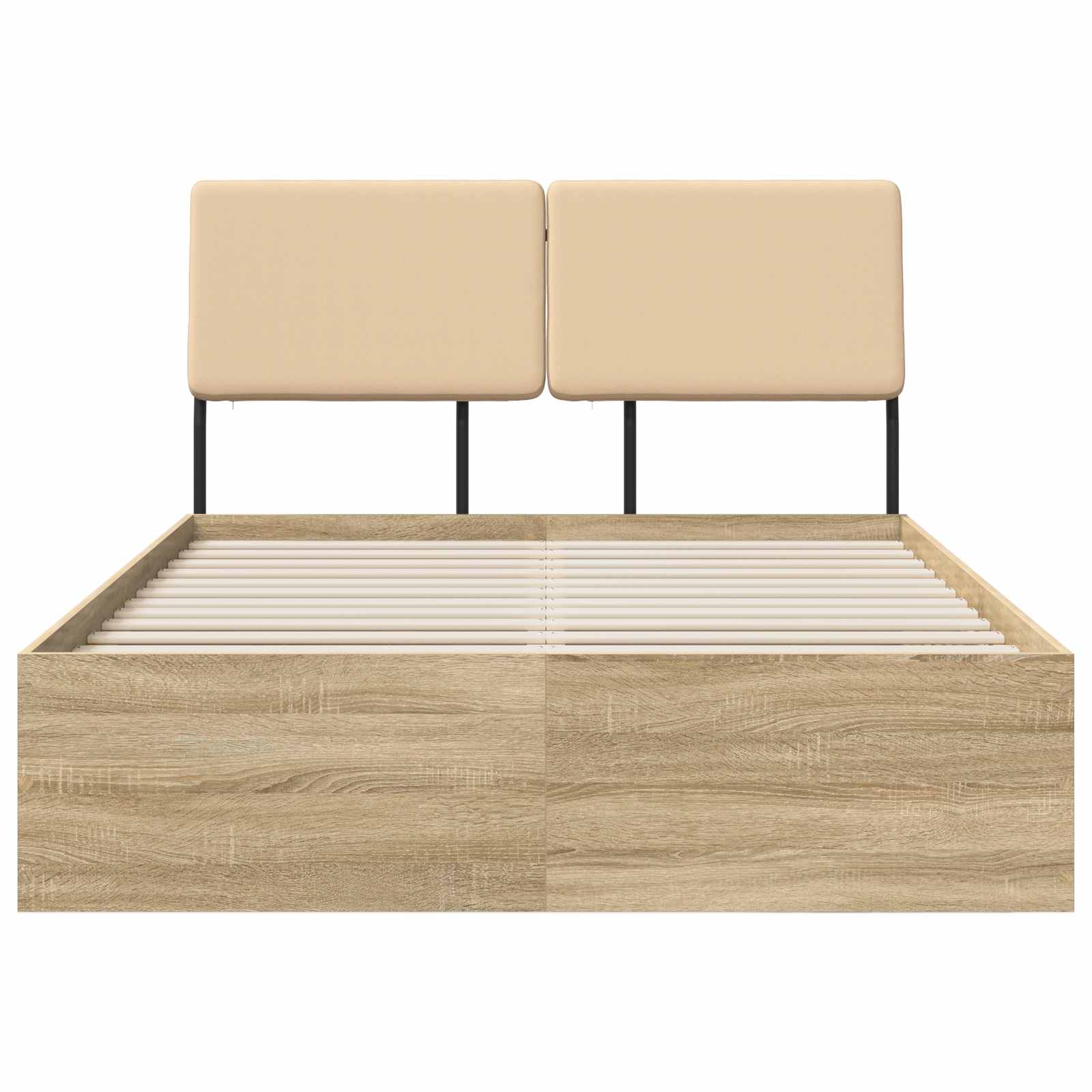 vidaXL Tweepersoonsbed met hoofdbord Sonoma eiken en crème, foto 3