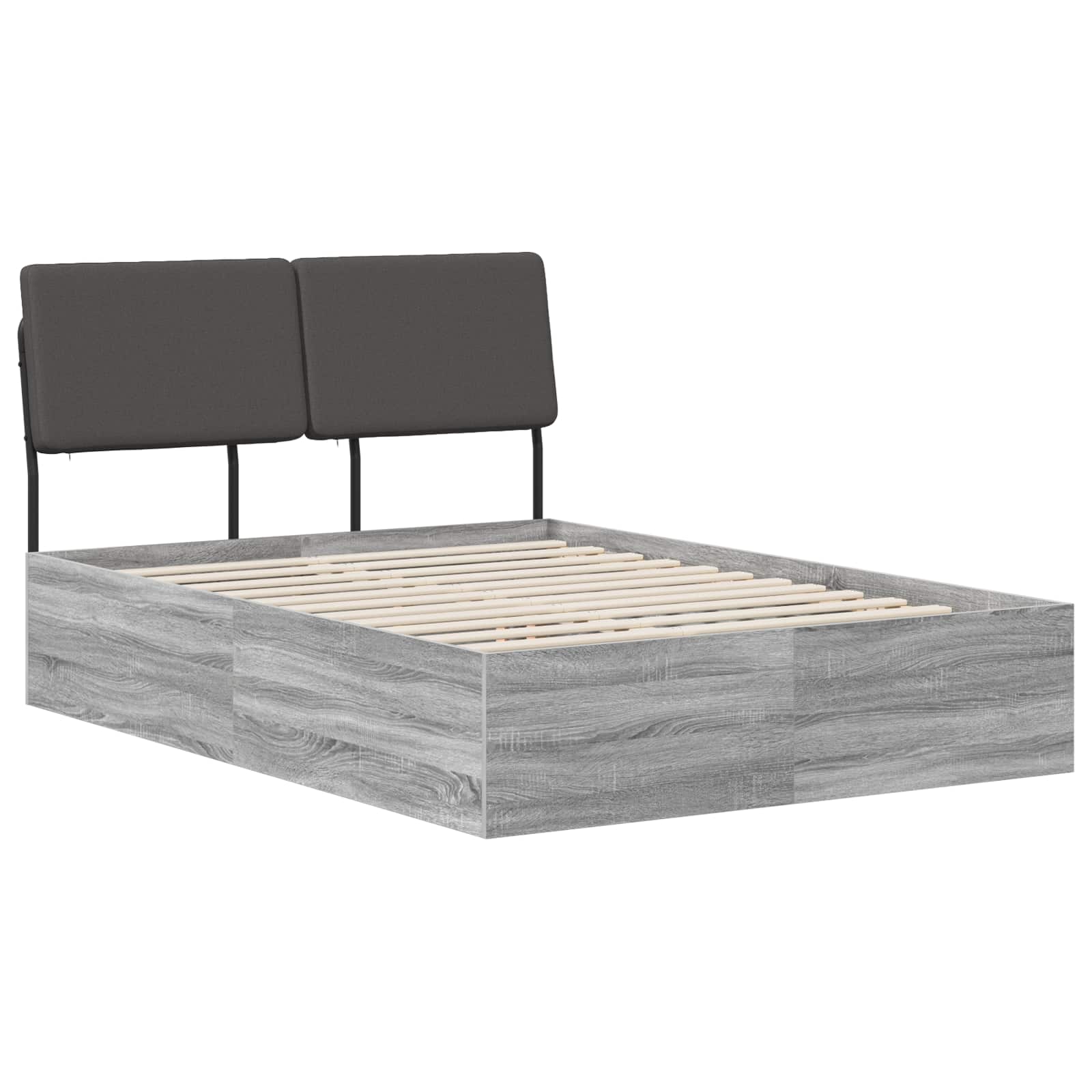 vidaXL Pat dublu cu tăblie Gri Sonoma și gri închis 120 x 200 cm