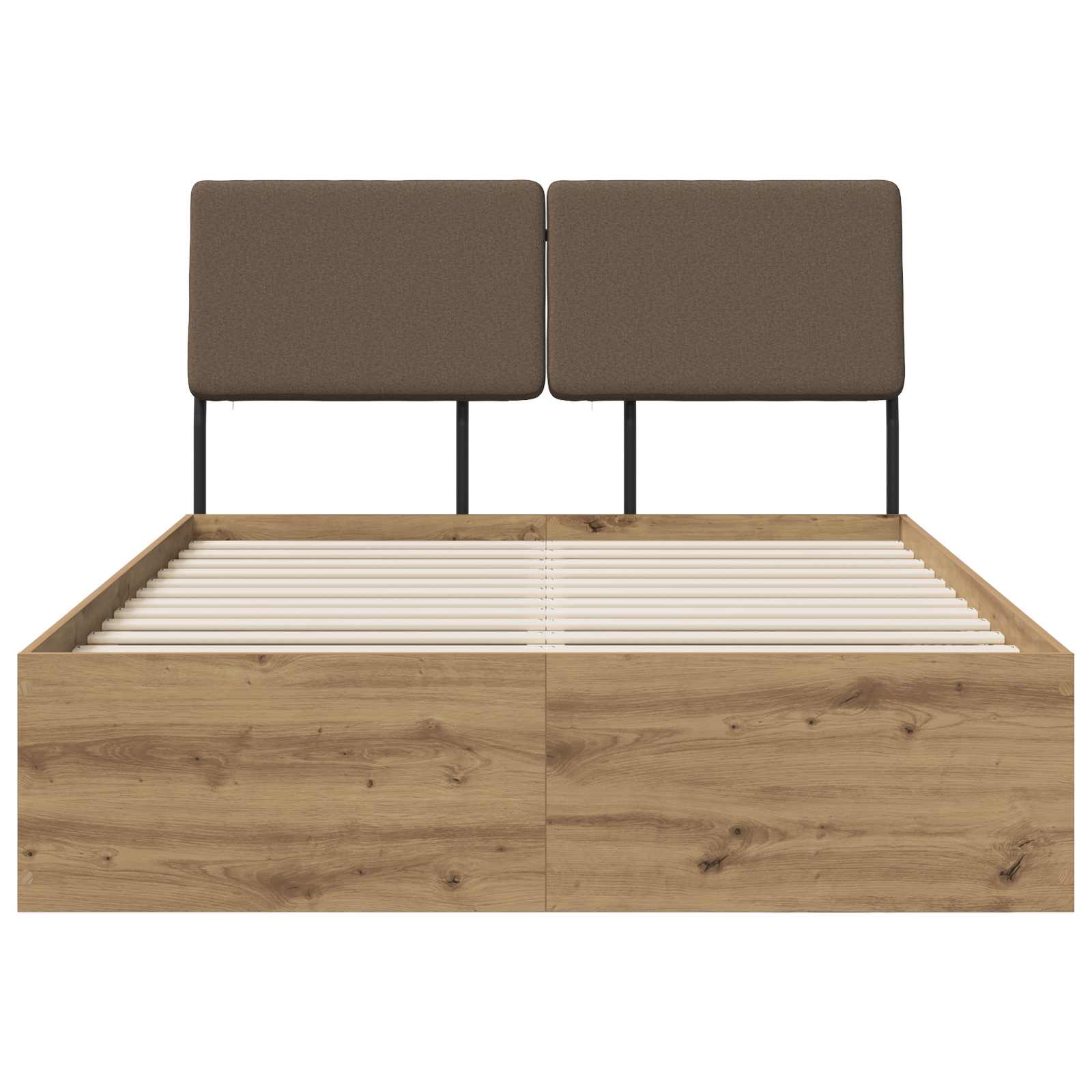 vidaXL Tweepersoonsbed met hoofdbord Artisan eiken en taupe, foto 3