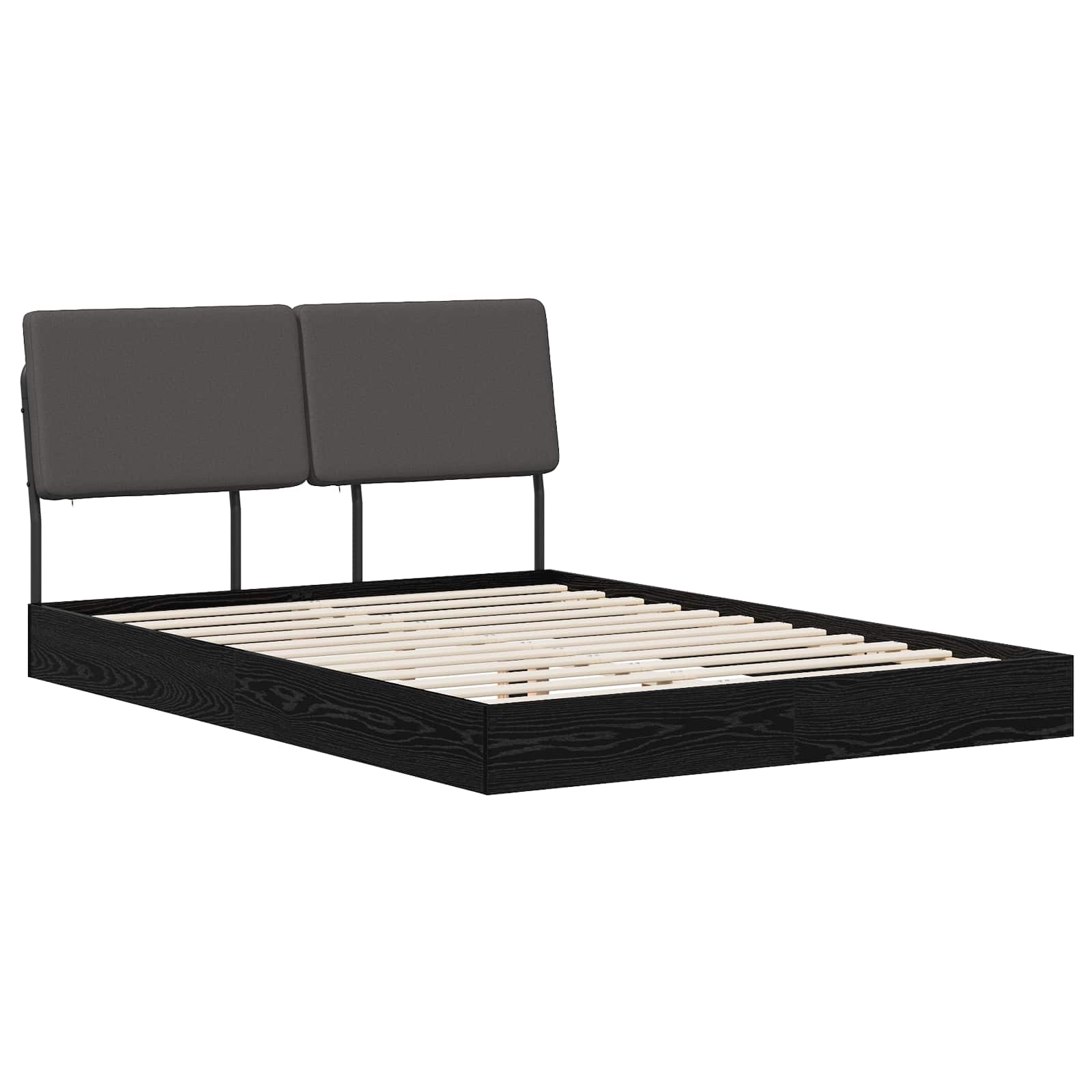 vidaXL Pat dublu cu tăblie Stejar negru și gri închis 160 x 200 cm