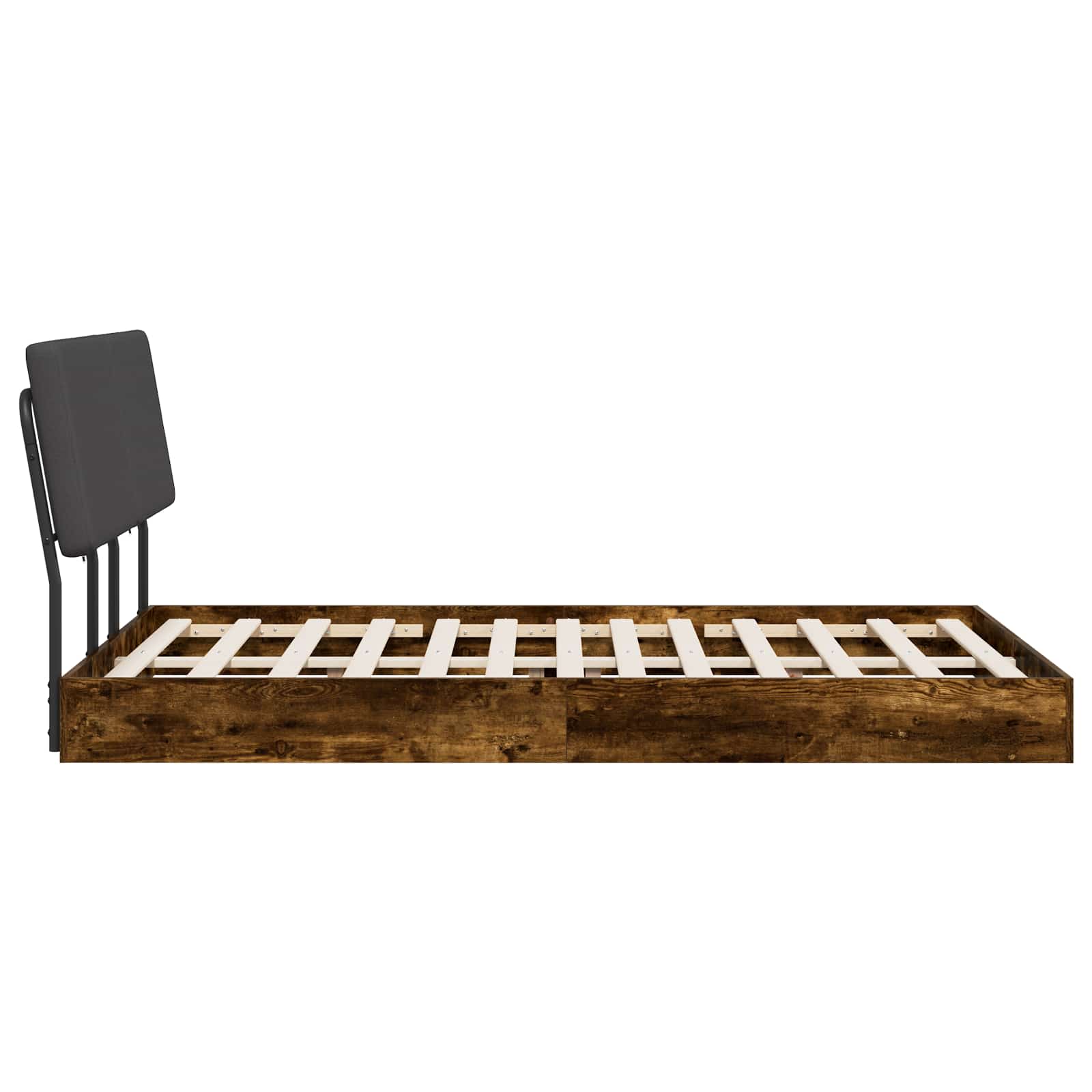 vidaXL Tweepersoonsbed met hoofdbord Gerookt eiken en donkergrijs, foto 4