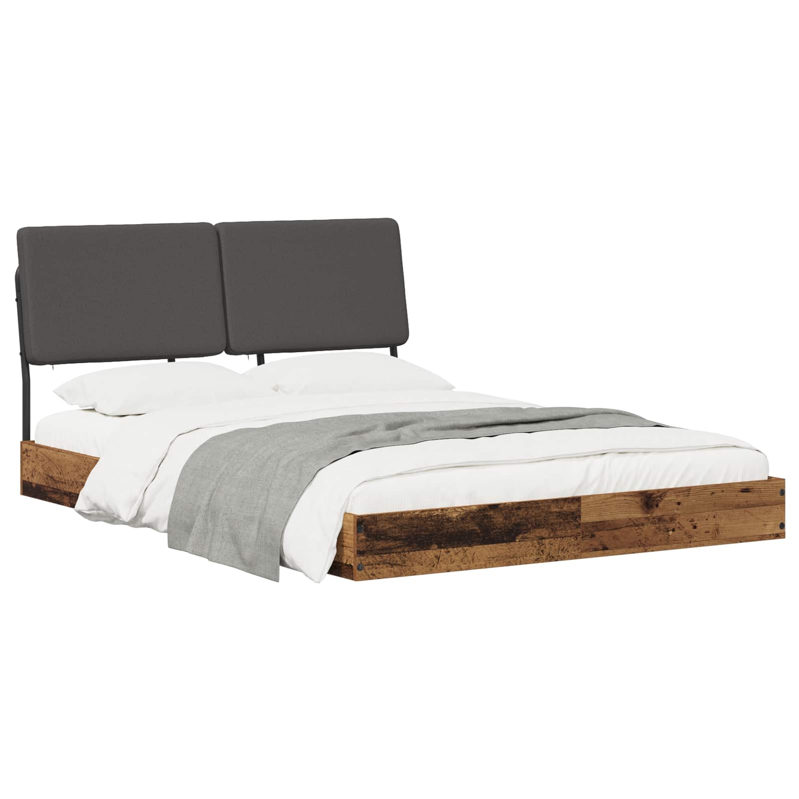 vidaXL Tweepersoonsbed met hoofdbord Oud hout en donkergrijs, foto 2