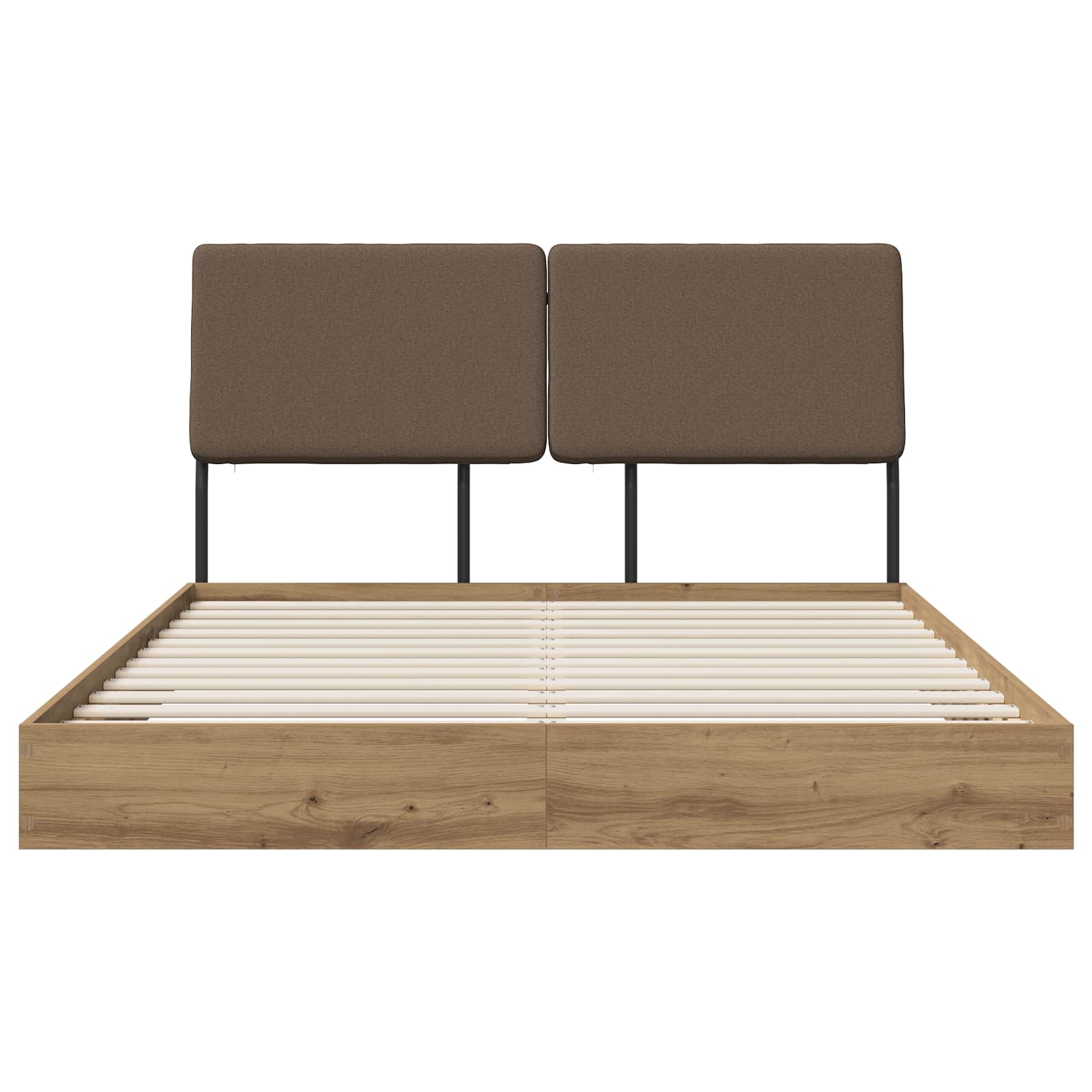 vidaXL Tweepersoonsbed met hoofdbord Artisan eiken en taupe, foto 3