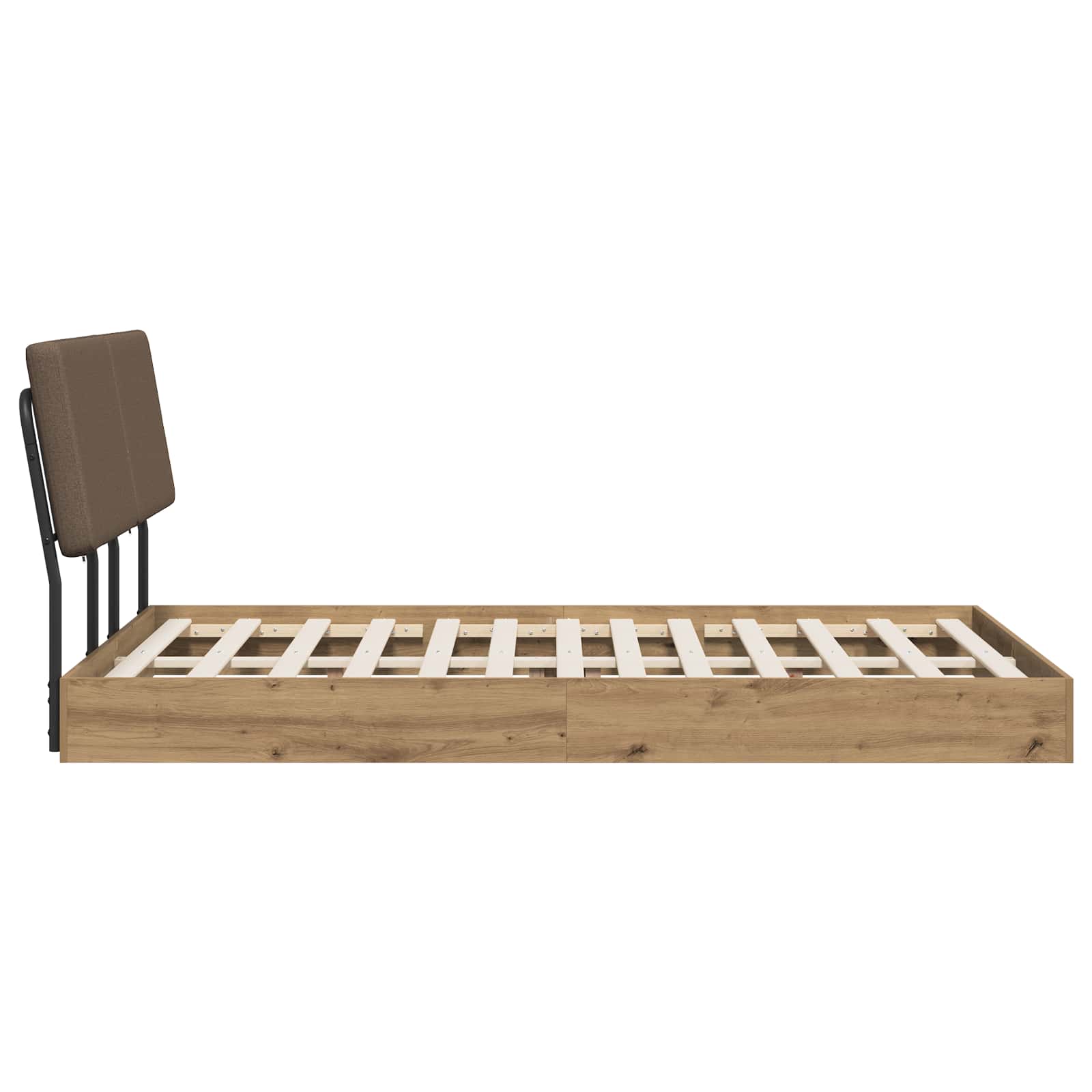 vidaXL Tweepersoonsbed met hoofdbord Artisan eiken en taupe, foto 4