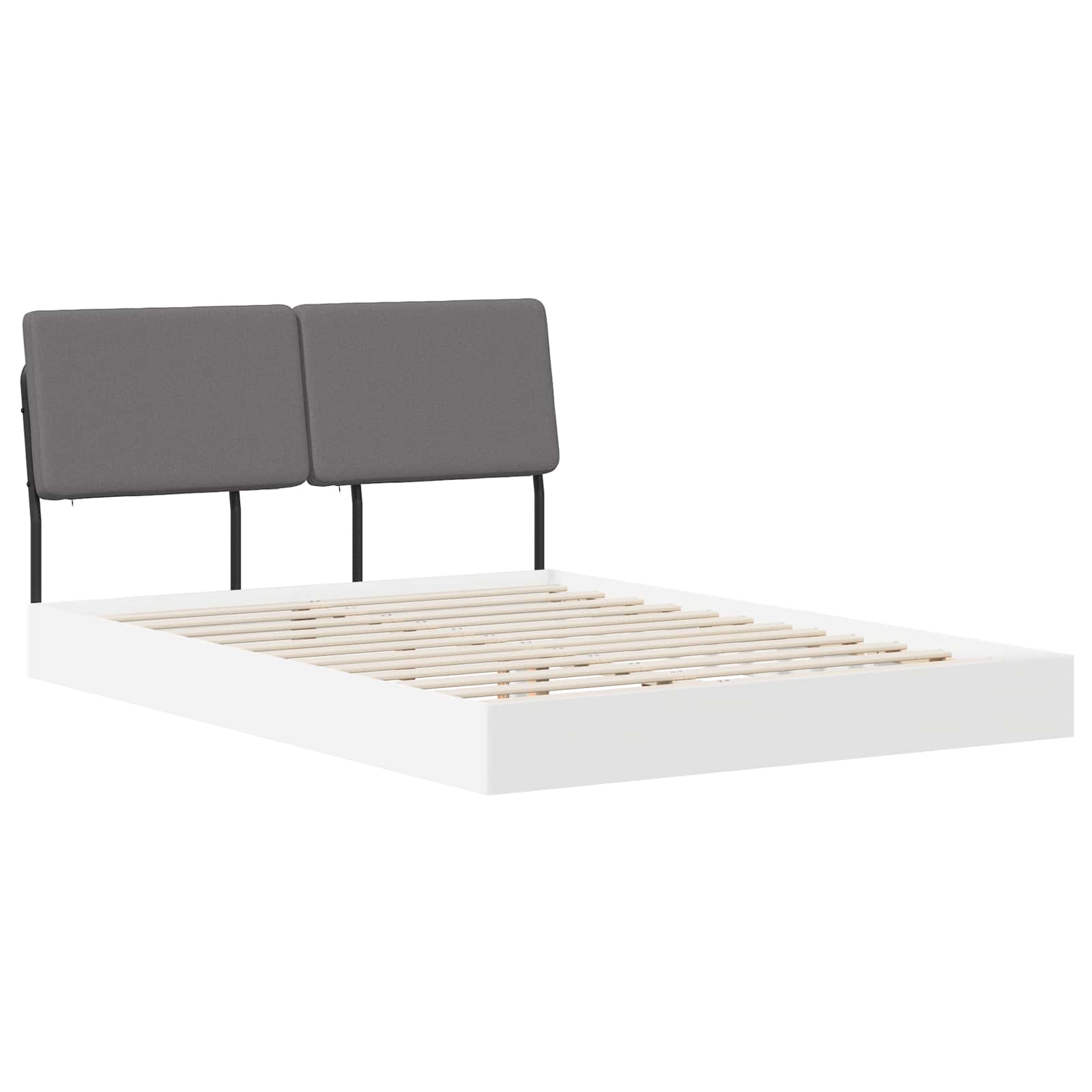 vidaXL Pat dublu cu tăblie Alb și gri deschis 150 x 200 cm