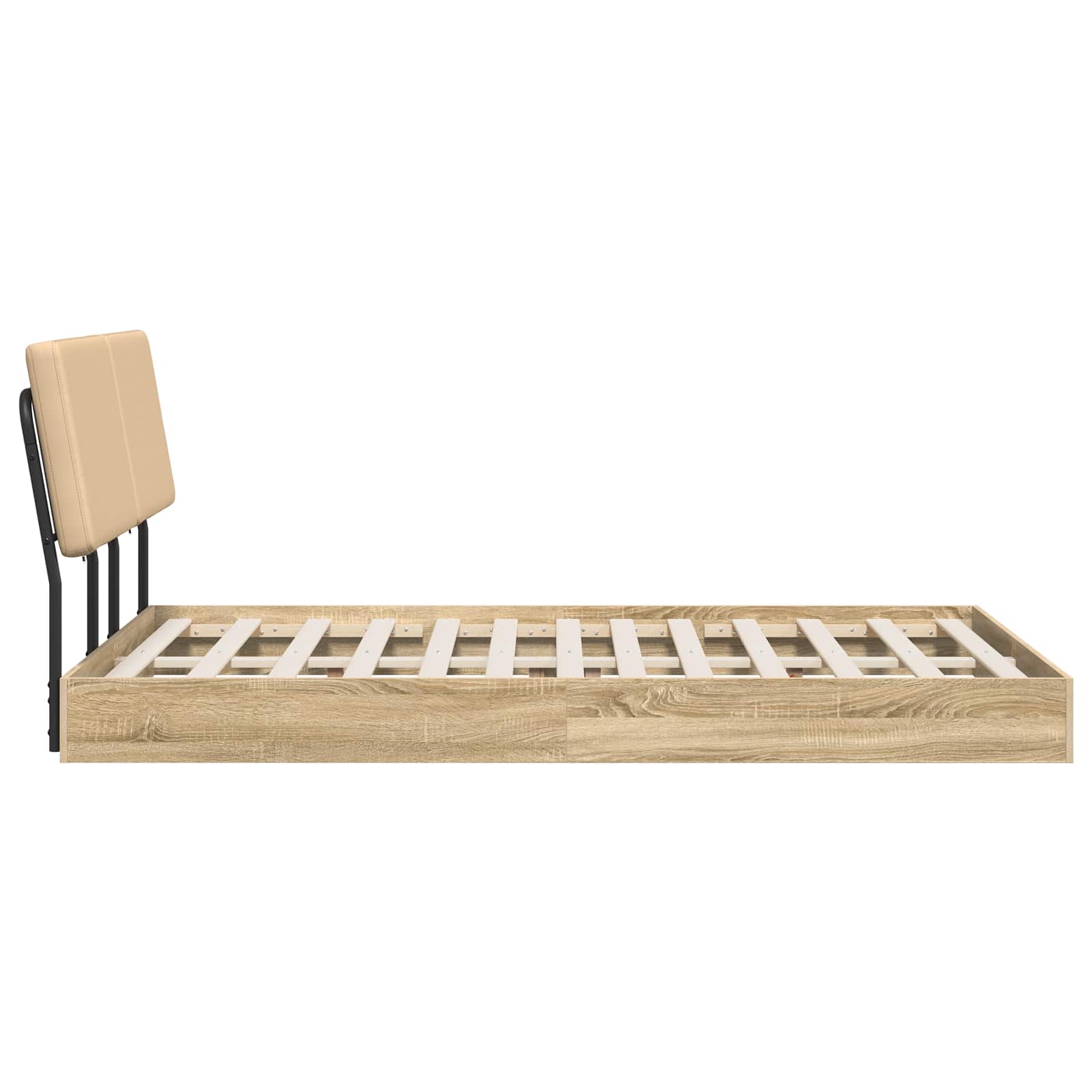 vidaXL Tweepersoonsbed met hoofdbord Sonoma eiken en crème, foto 4