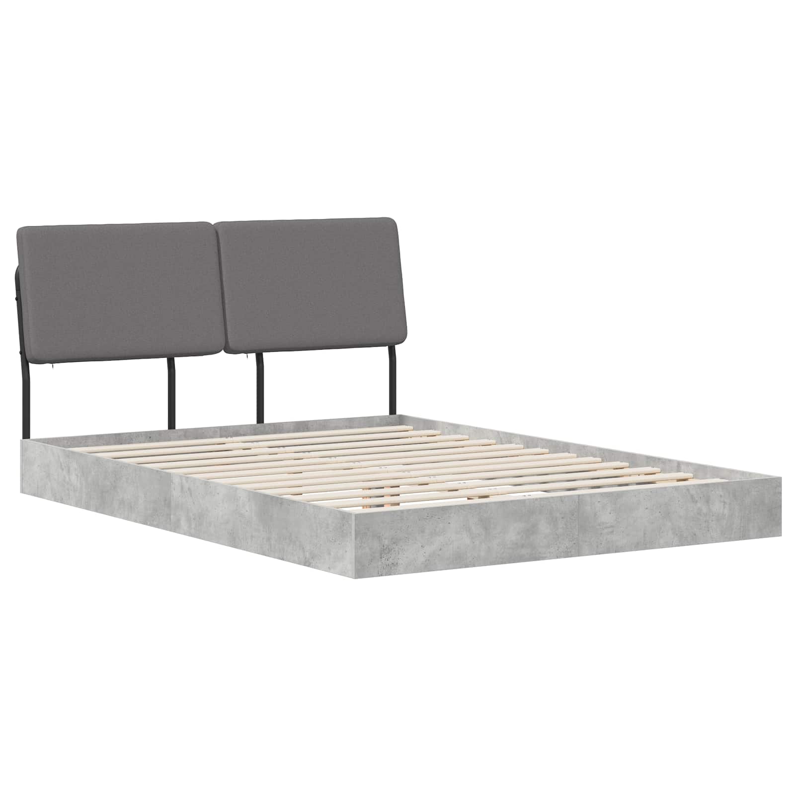 vidaXL Pat dublu cu tăblie Gri beton și gri deschis 150 x 200 cm