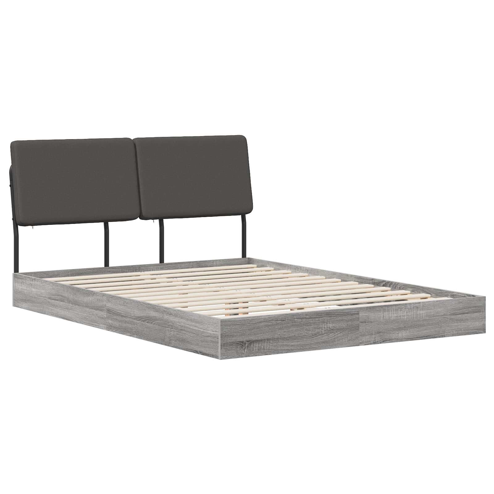 vidaXL Pat dublu cu tăblie Gri Sonoma și gri închis 150 x 200 cm