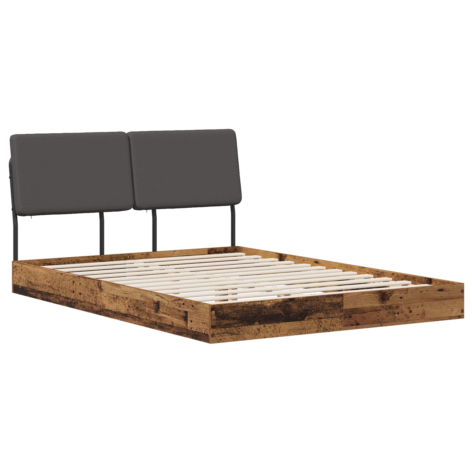 vidaXL Pat dublu cu tăblie Lemn vechi și gri închis 150 x 200 cm