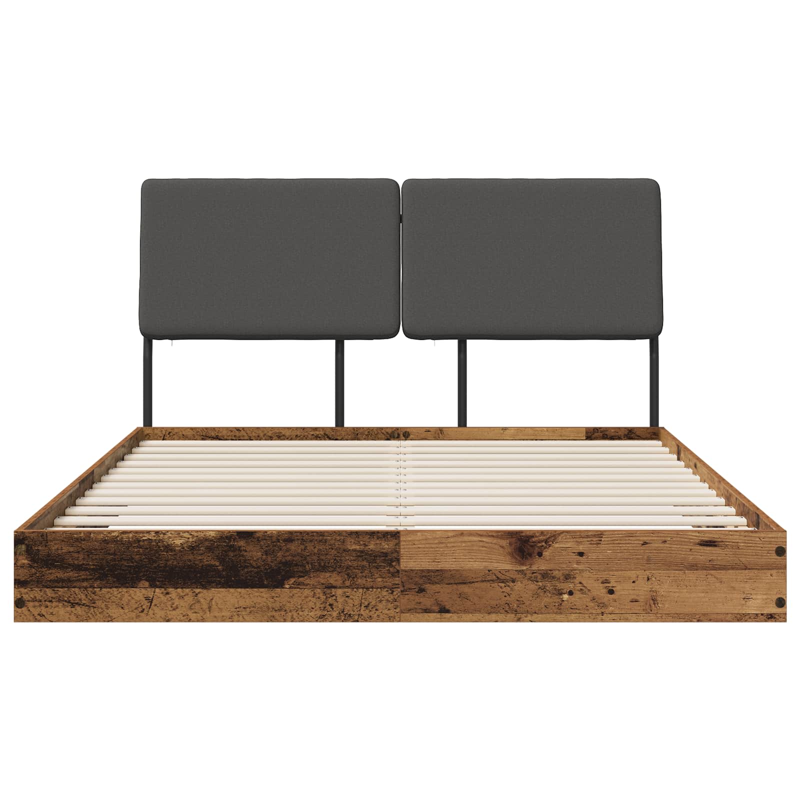 vidaXL Tweepersoonsbed met hoofdbord Oud hout en donkergrijs, foto 3