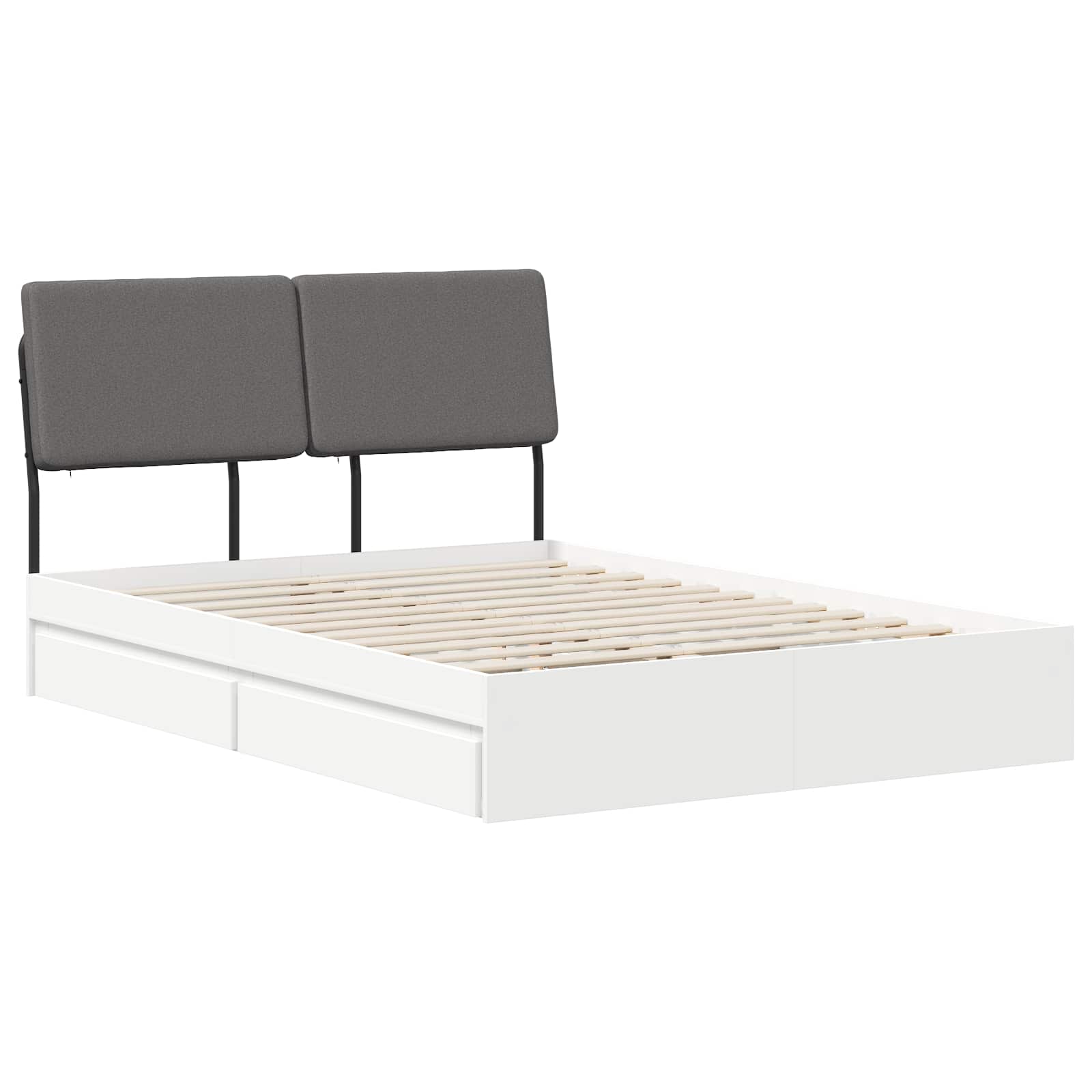 vidaXL Pat dublu cu tăblie Alb și gri deschis 140 x 190 cm
