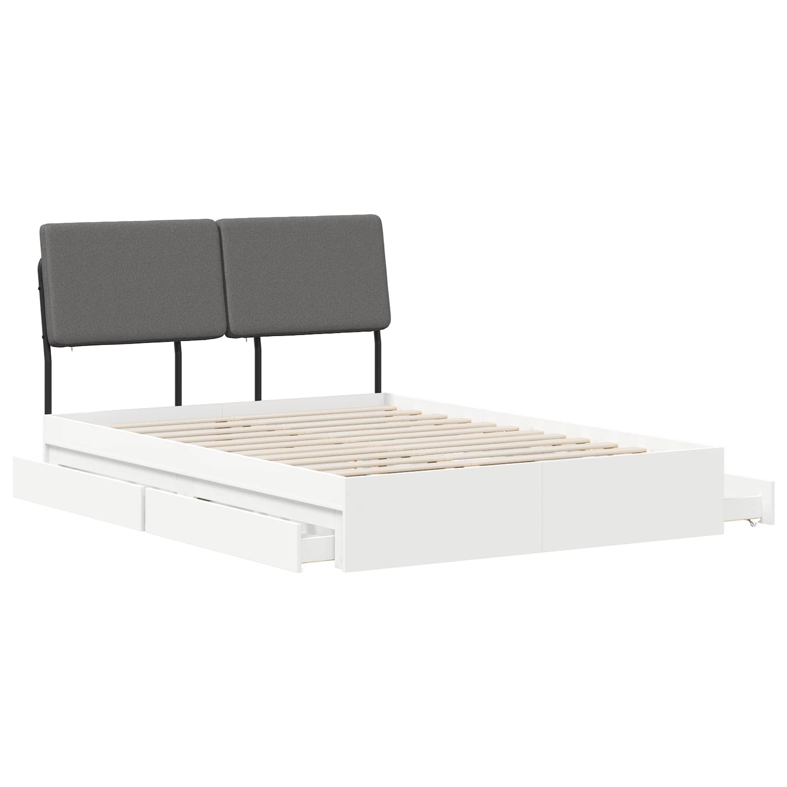 vidaXL Tweepersoonsbed met hoofdbord Wit en Lichtgrijs 140 x 190 cm, foto 3