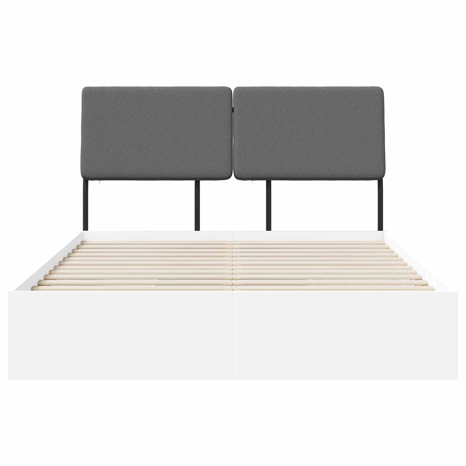 vidaXL Tweepersoonsbed met hoofdbord Wit en Lichtgrijs 140 x 190 cm, foto 4
