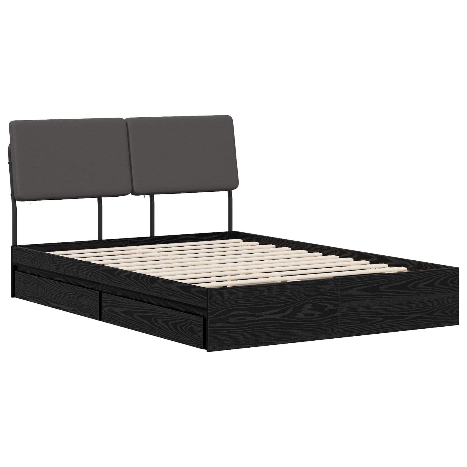 vidaXL Pat dublu cu tăblie Stejar negru și gri închis 140 x 190 cm