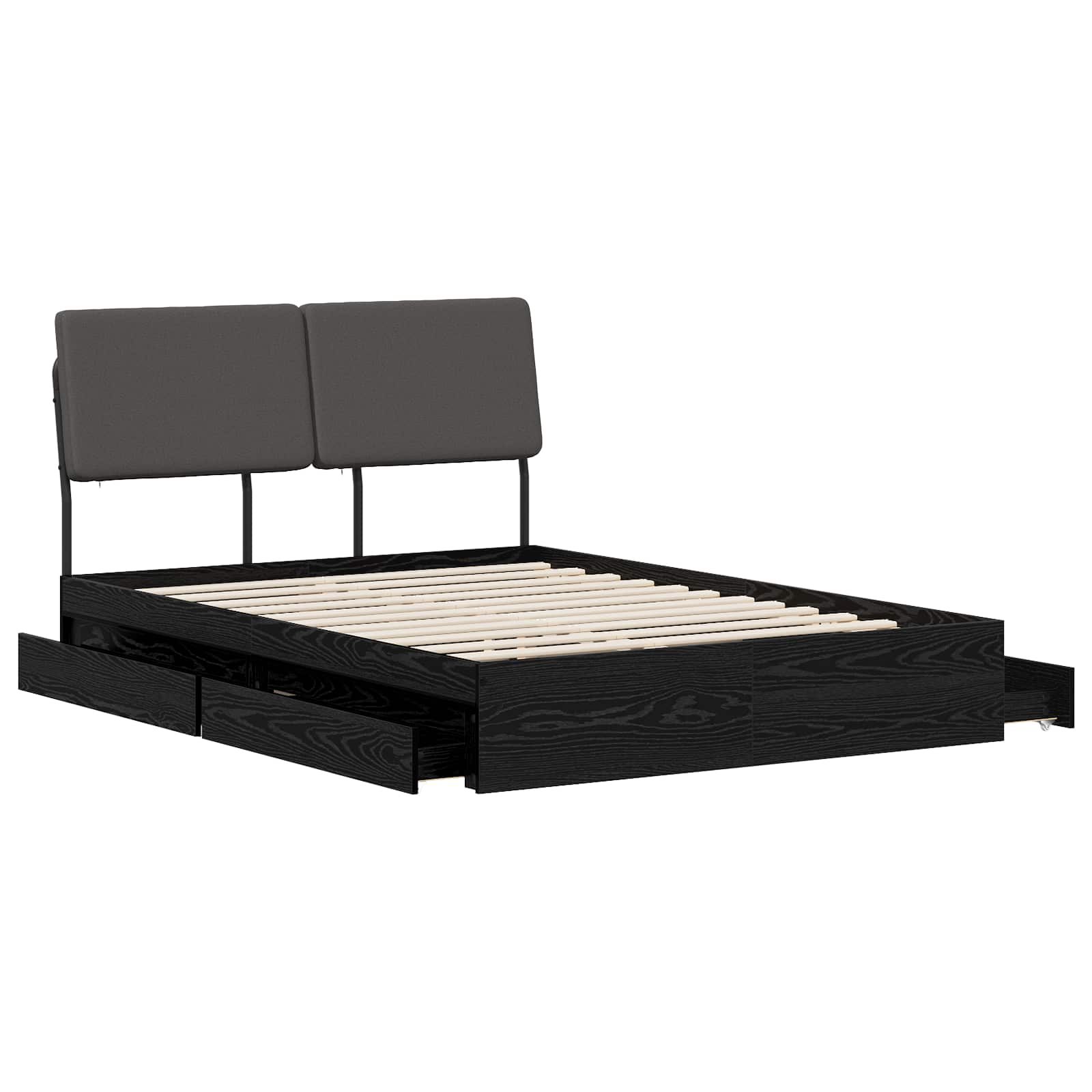 vidaXL Tweepersoonsbed met hoofdbord Zwart eiken en donkergrijs, foto 3