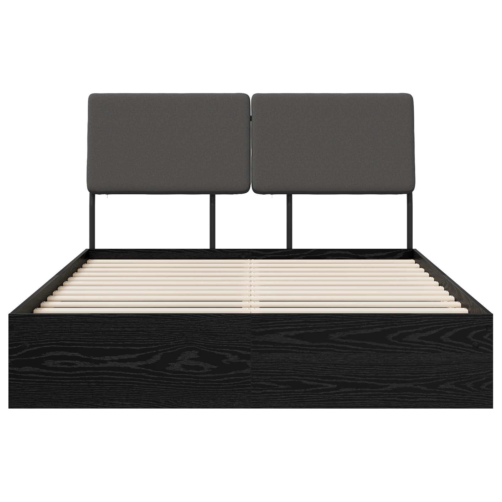 vidaXL Tweepersoonsbed met hoofdbord Zwart eiken en donkergrijs, foto 4