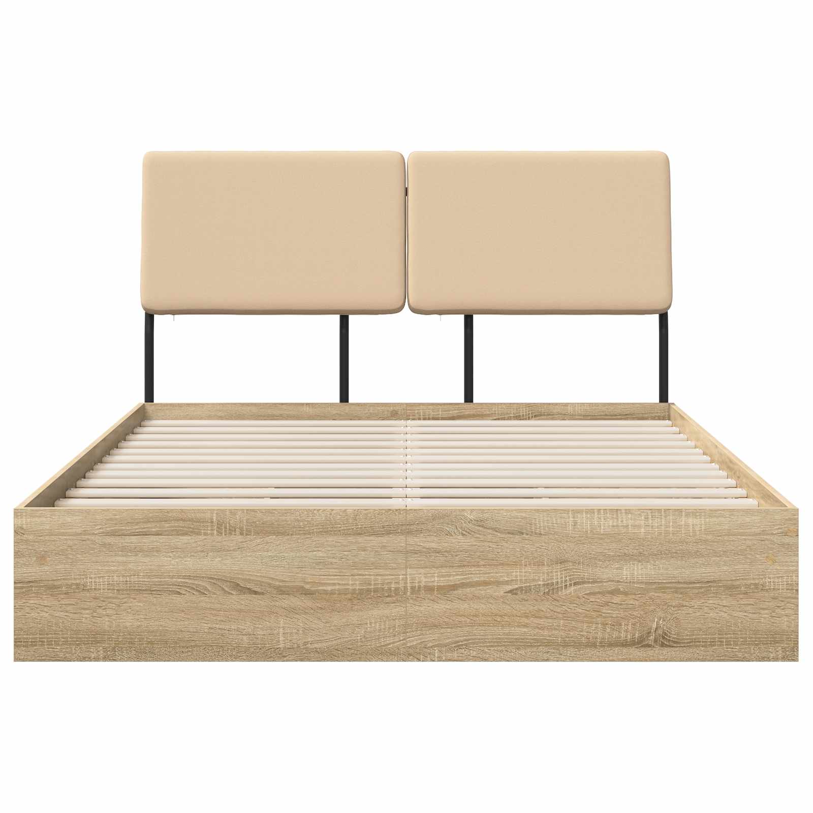 vidaXL Tweepersoonsbed met hoofdbord Sonoma eiken en crème, foto 4