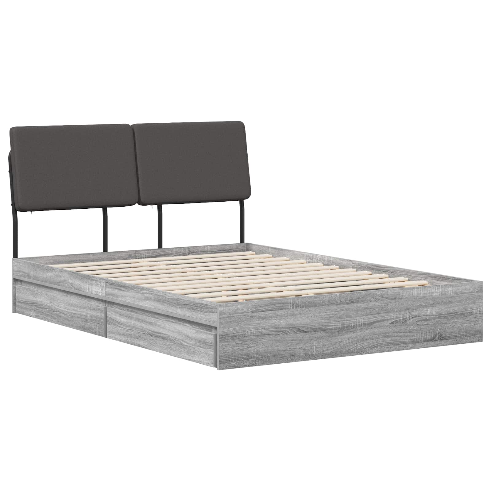 vidaXL Pat dublu cu tăblie Gri Sonoma și gri închis 140 x 190 cm