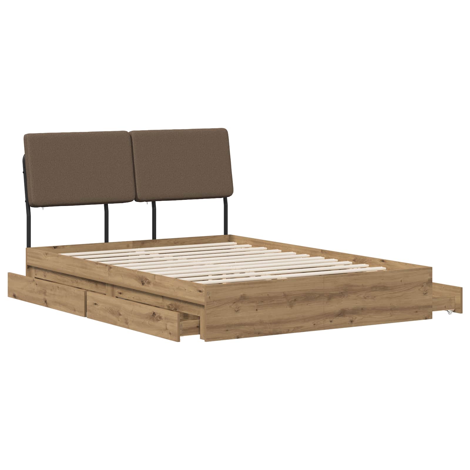 vidaXL Tweepersoonsbed met hoofdbord Artisan eiken en taupe, foto 3