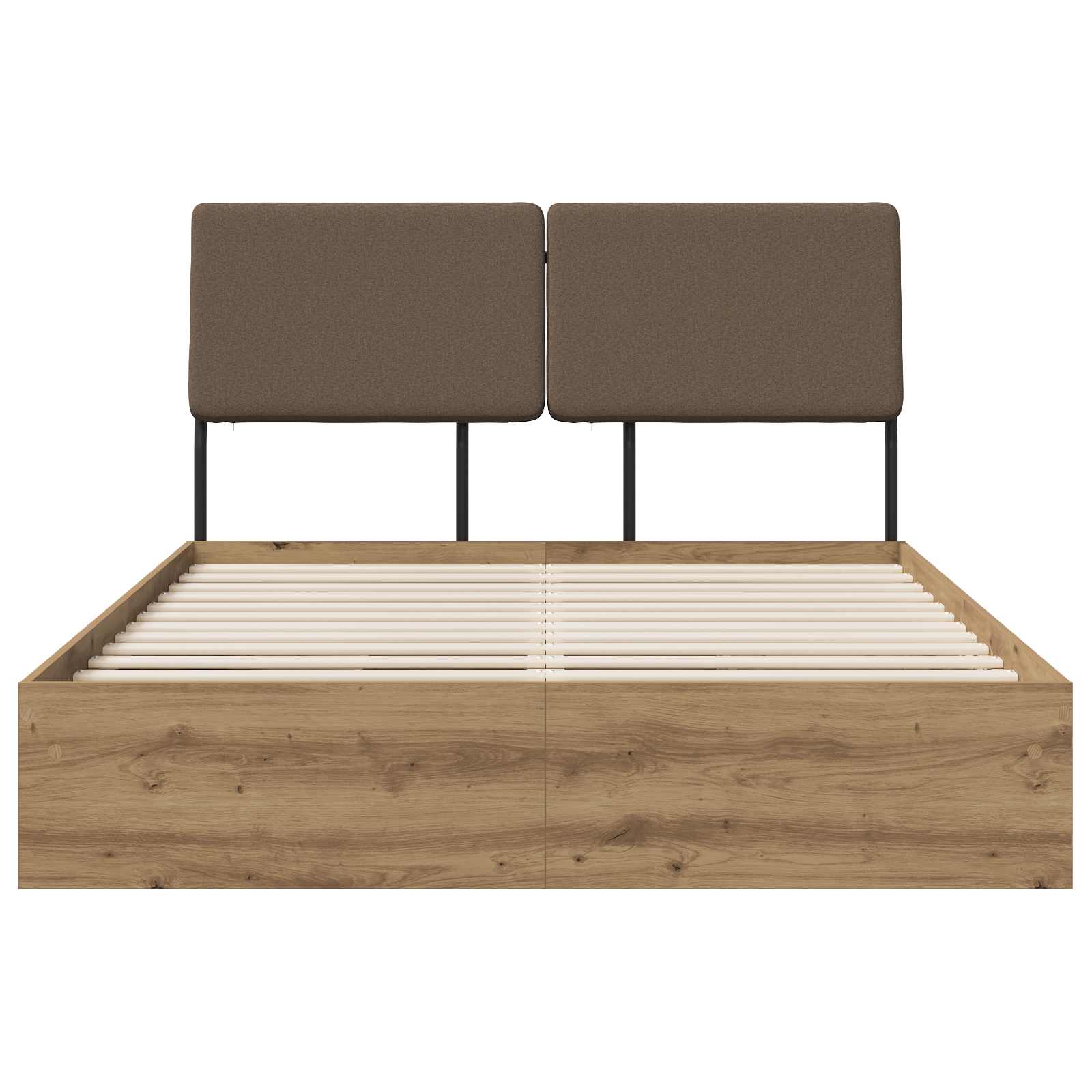 vidaXL Tweepersoonsbed met hoofdbord Artisan eiken en taupe, foto 4