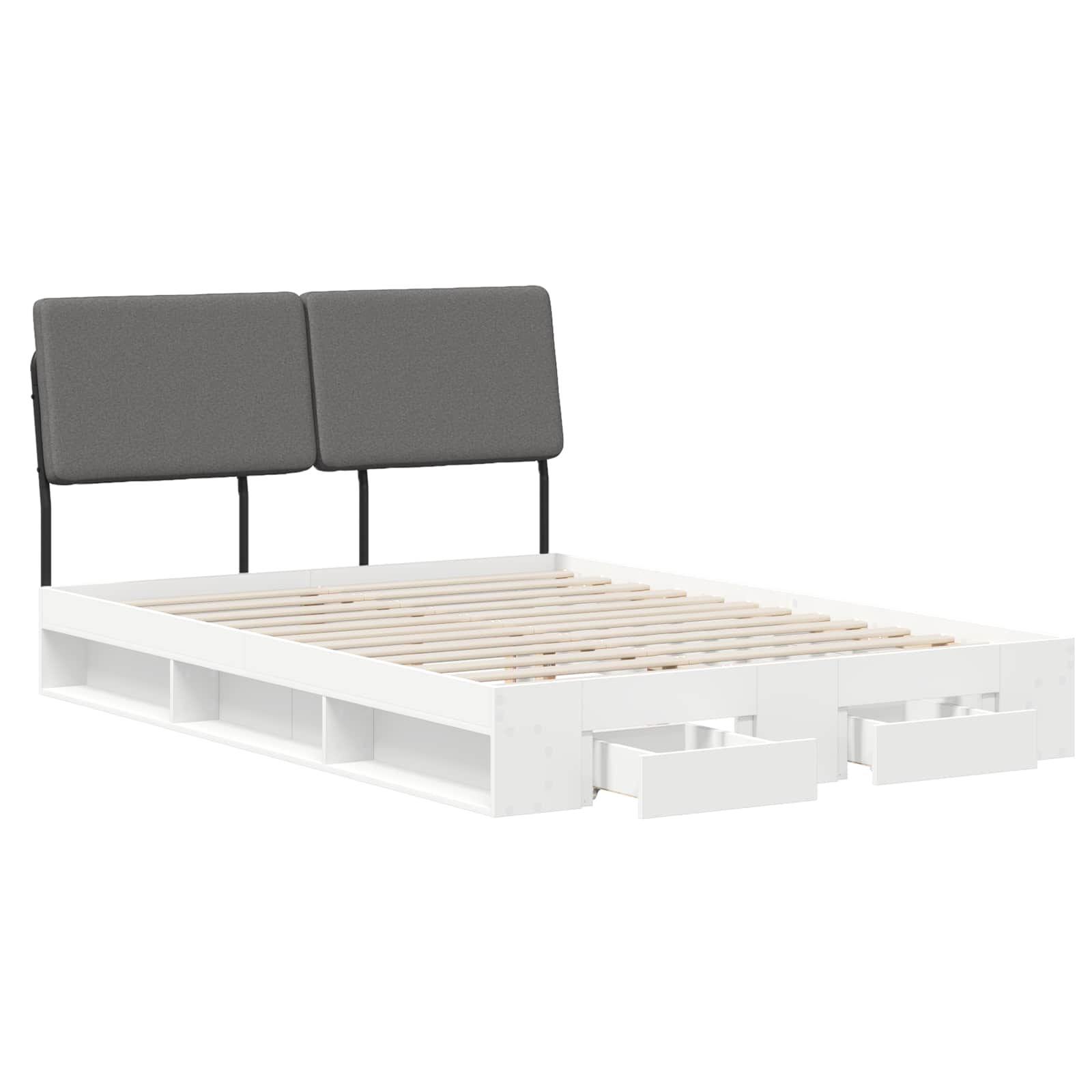 vidaXL Double Bed with Headboard Wit en Lichtgrijs 120 x 190 cm, foto 3