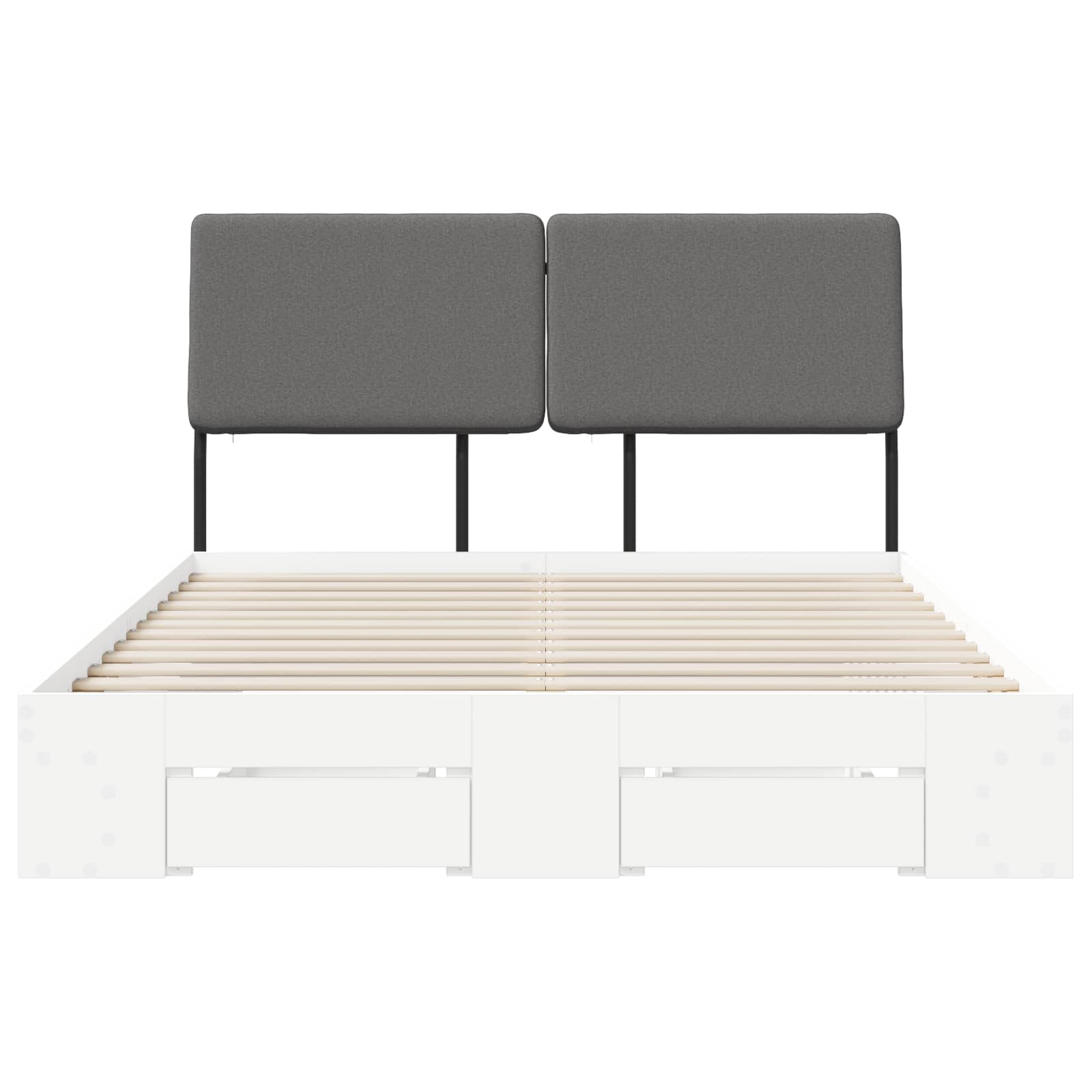 vidaXL Double Bed with Headboard Wit en Lichtgrijs 120 x 190 cm, foto 4