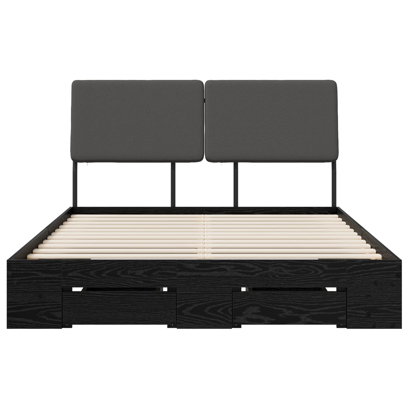 vidaXL Double Bed with Headboard Zwart eiken en donkergrijs, foto 4