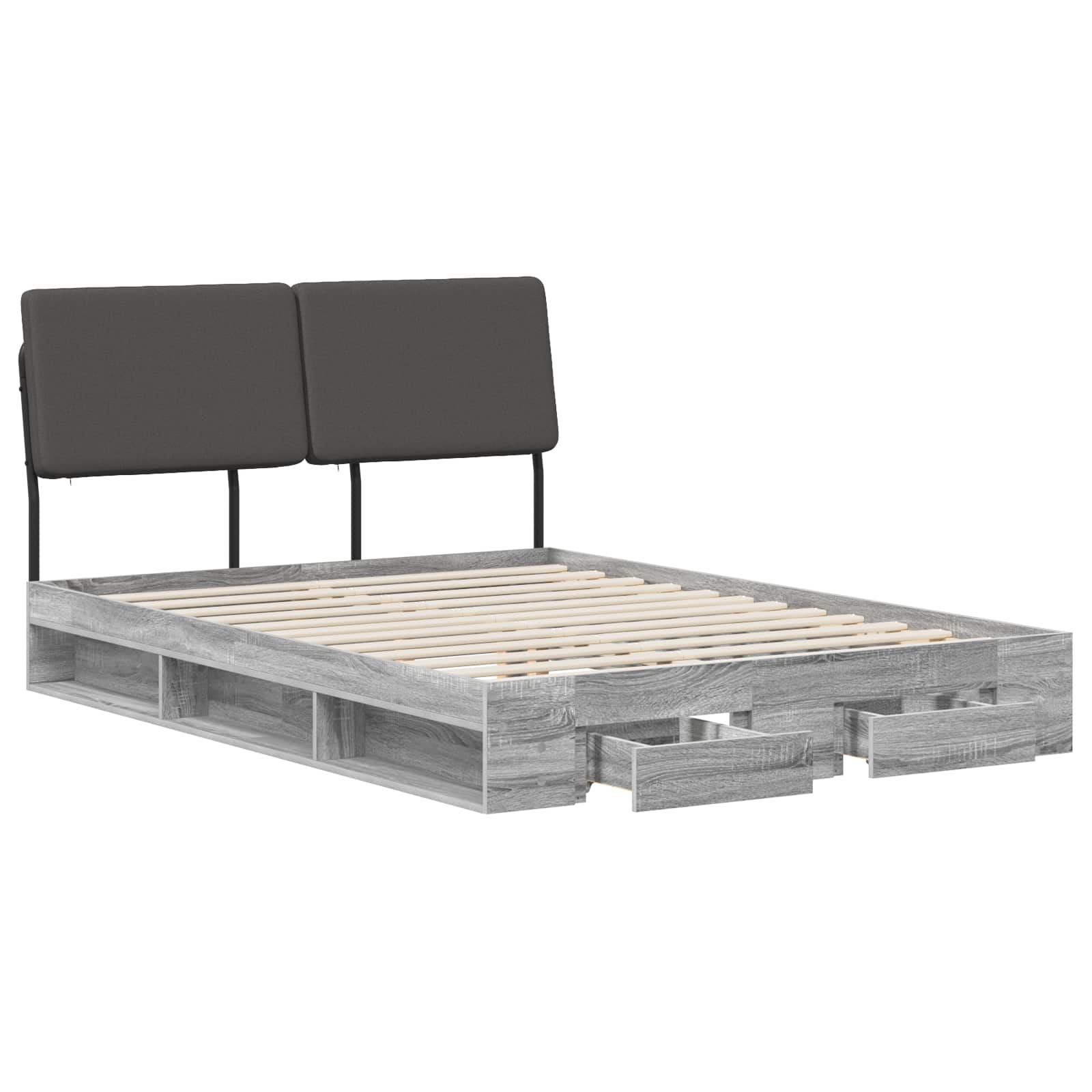 vidaXL Double Bed with Headboard Grijs Sonoma en donkergrijs, foto 3