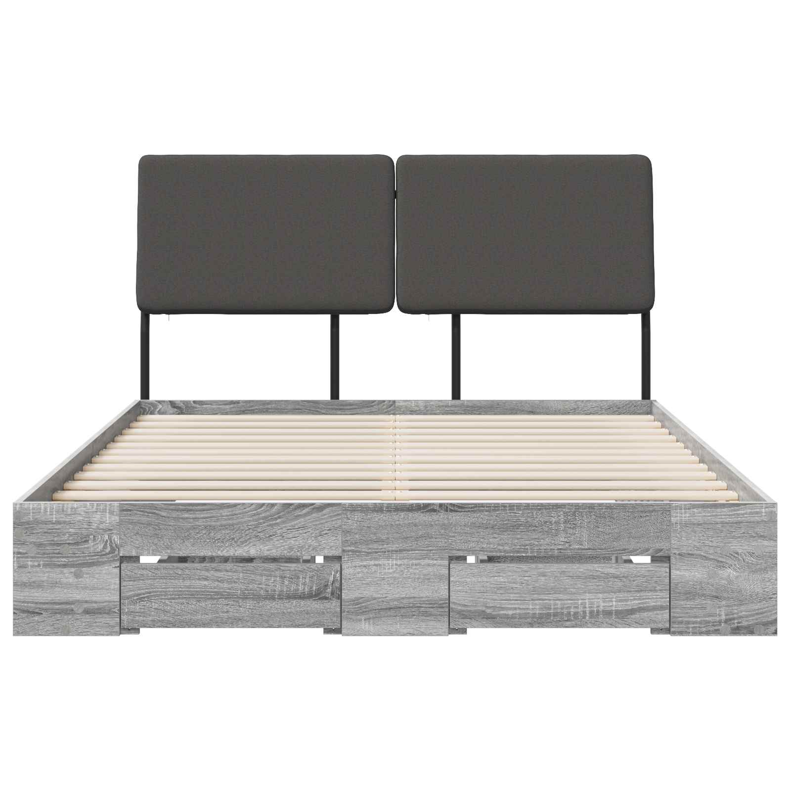 vidaXL Double Bed with Headboard Grijs Sonoma en donkergrijs, foto 4