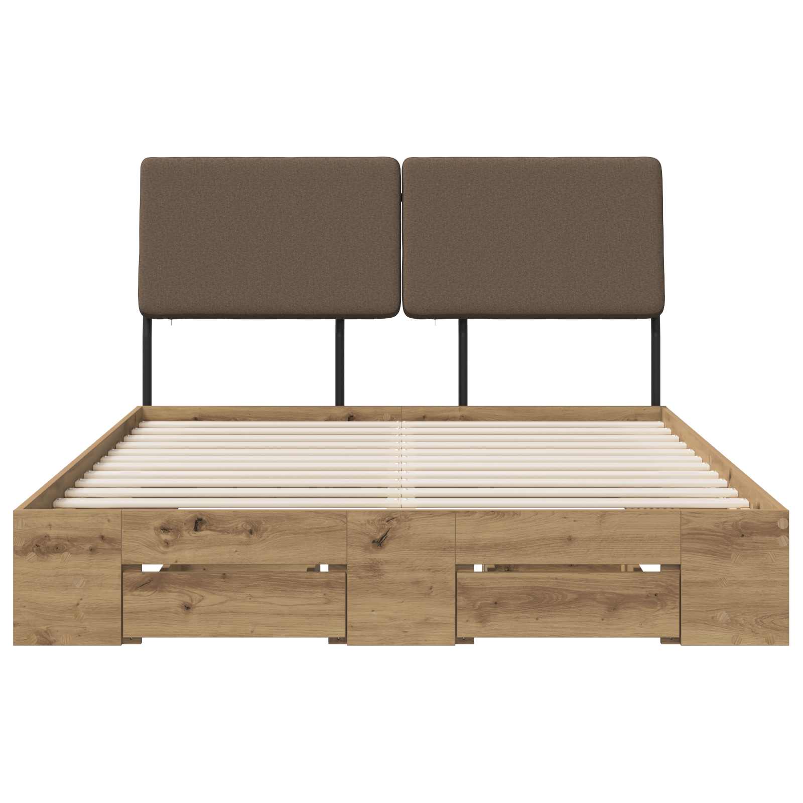 vidaXL Double Bed with Headboard Artisan eiken en taupe 120 x 190 cm, foto 4