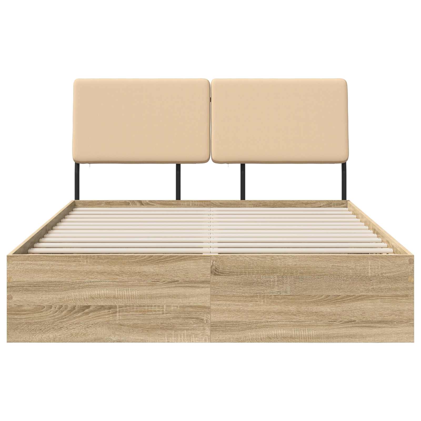vidaXL Tweepersoonsbed met hoofdbord Sonoma eiken en crème, foto 3