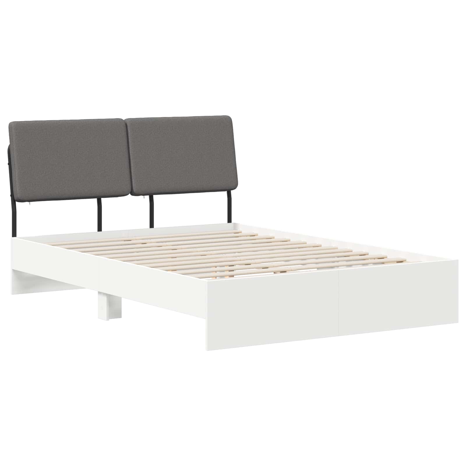 vidaXL Pat dublu cu tăblie Alb și gri deschis 150 x 200 cm