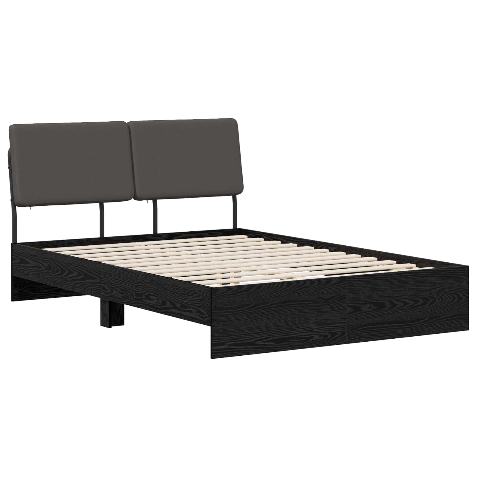 vidaXL Pat dublu cu tăblie Stejar negru și gri închis 150 x 200 cm