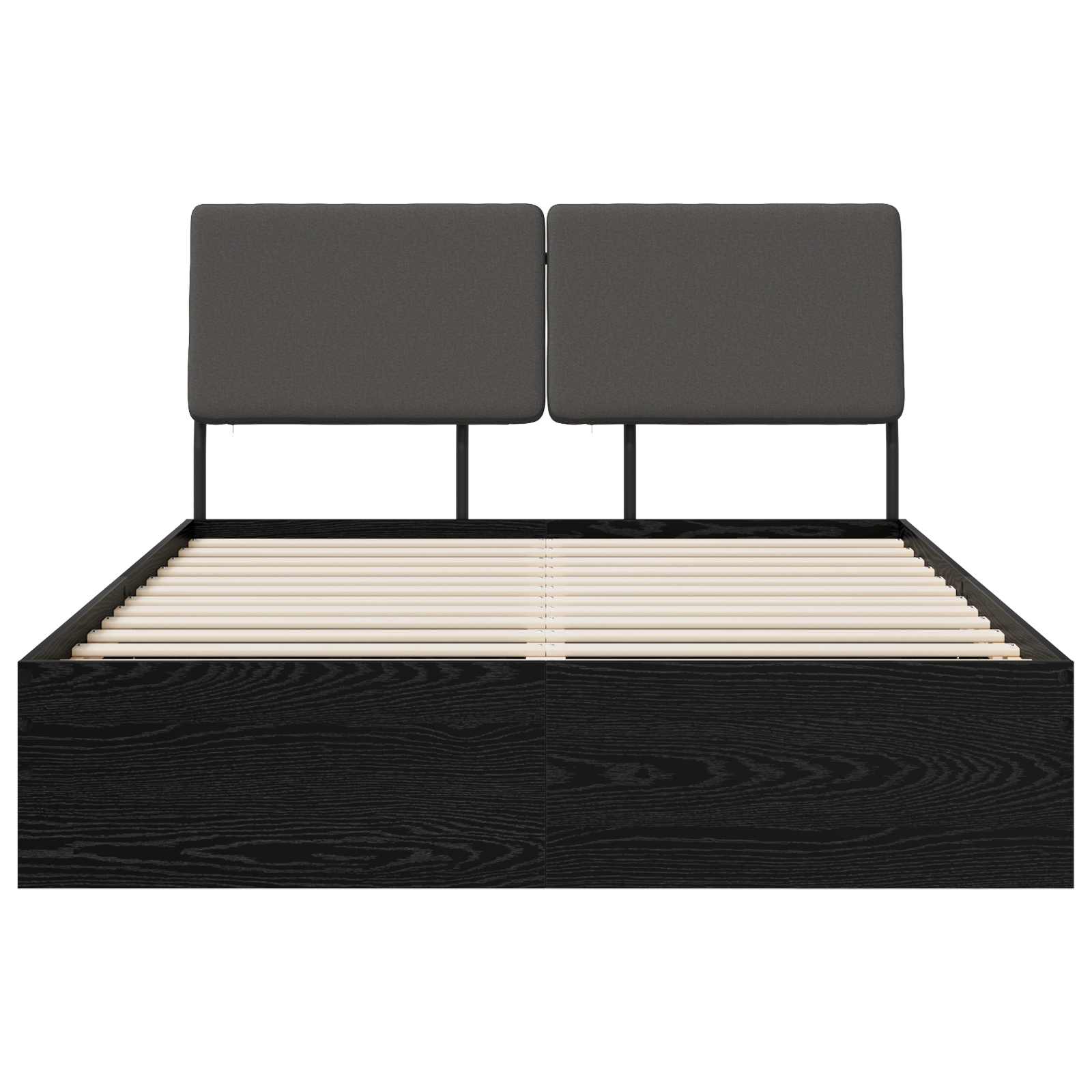 vidaXL Tweepersoonsbed met hoofdbord Zwart eiken en donkergrijs, foto 3