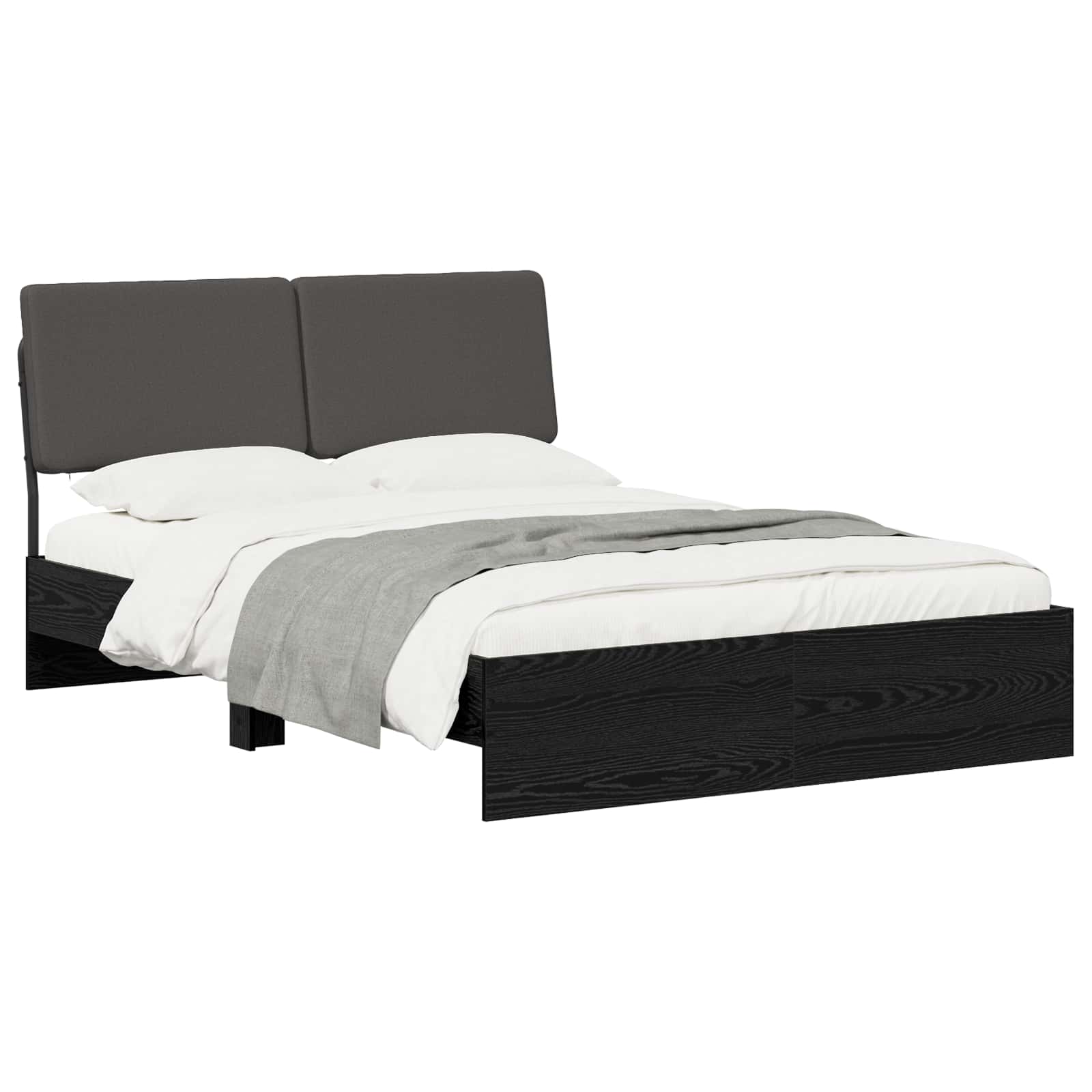 vidaXL Tweepersoonsbed met hoofdbord Zwart eiken en donkergrijs, foto 2