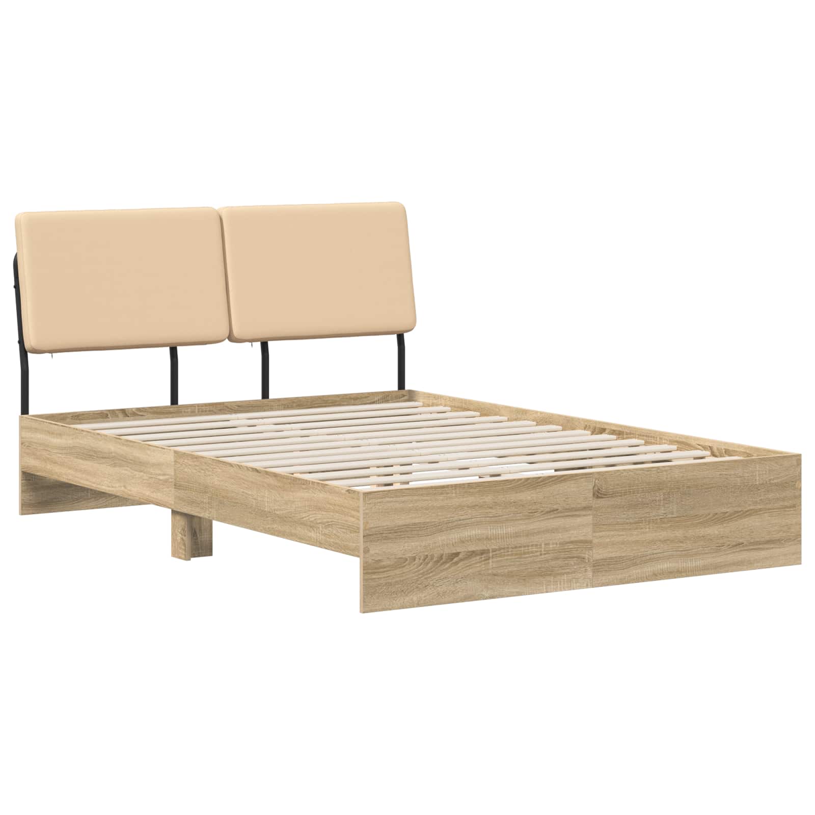 vidaXL Pat dublu cu tăblie Stejar Sonoma și crem 150 x 200 cm