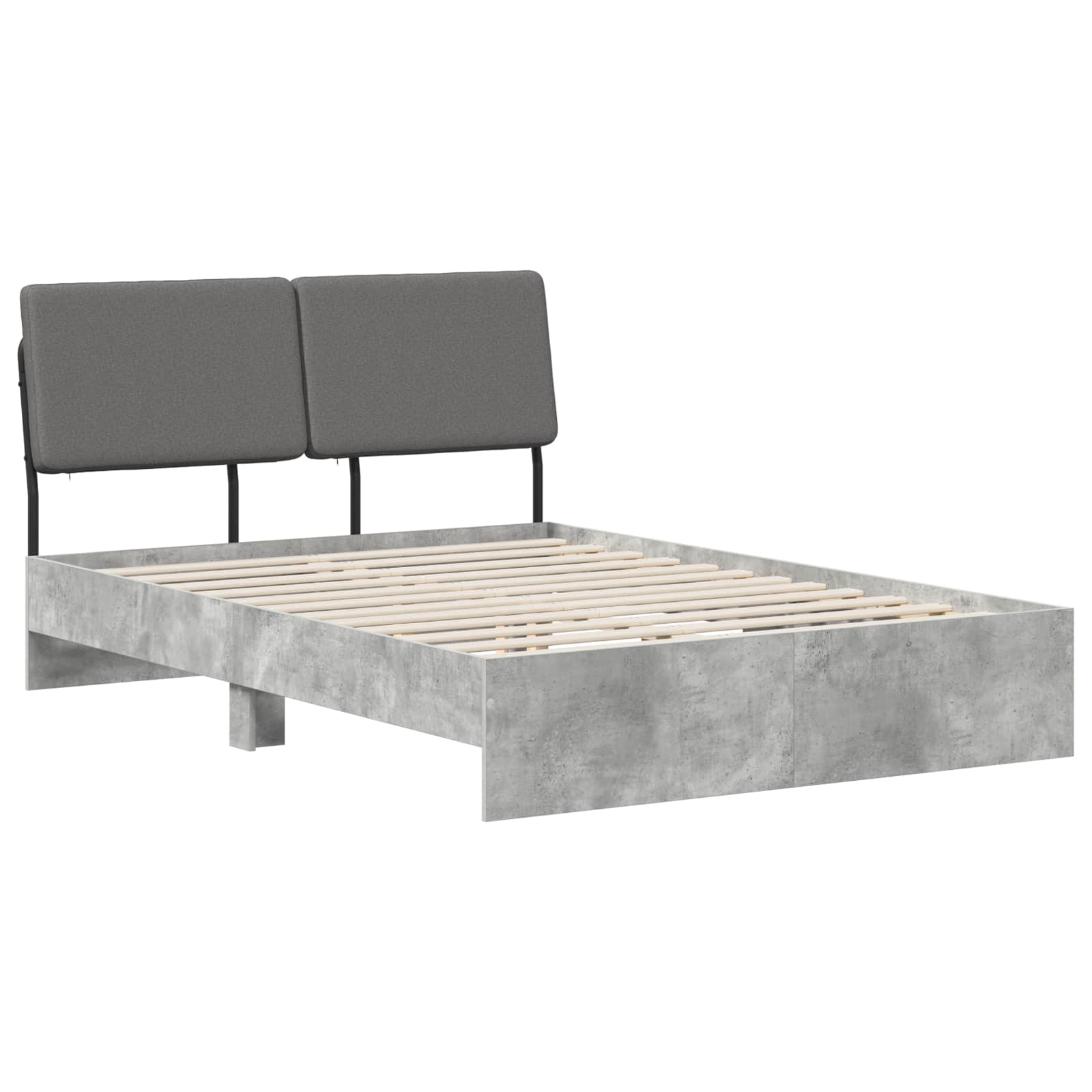 vidaXL Pat dublu cu tăblie Gri beton și gri deschis 150 x 200 cm