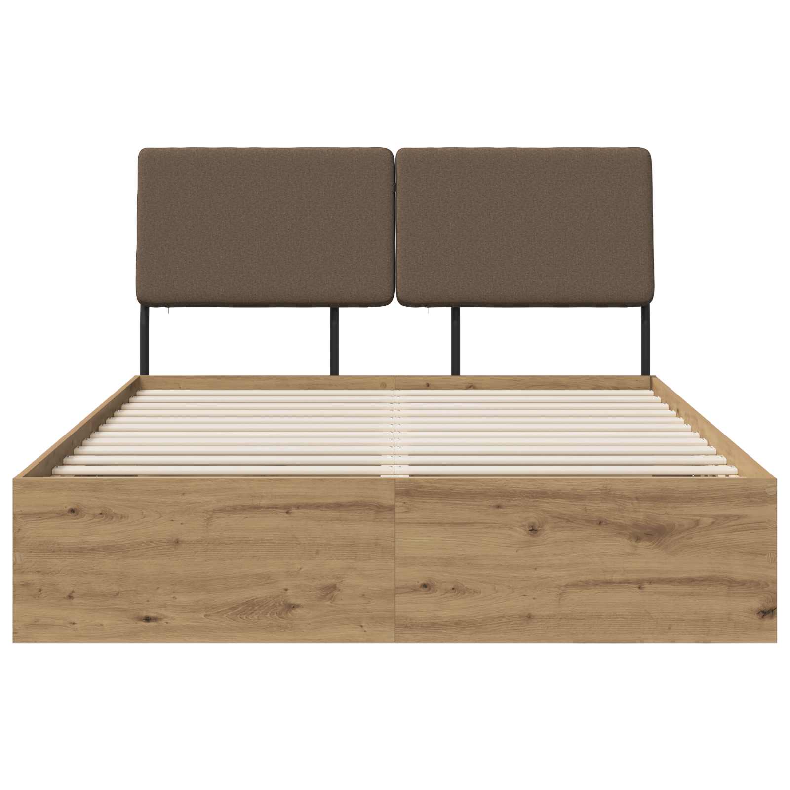 vidaXL Tweepersoonsbed met hoofdbord Artisan eiken en taupe, foto 3